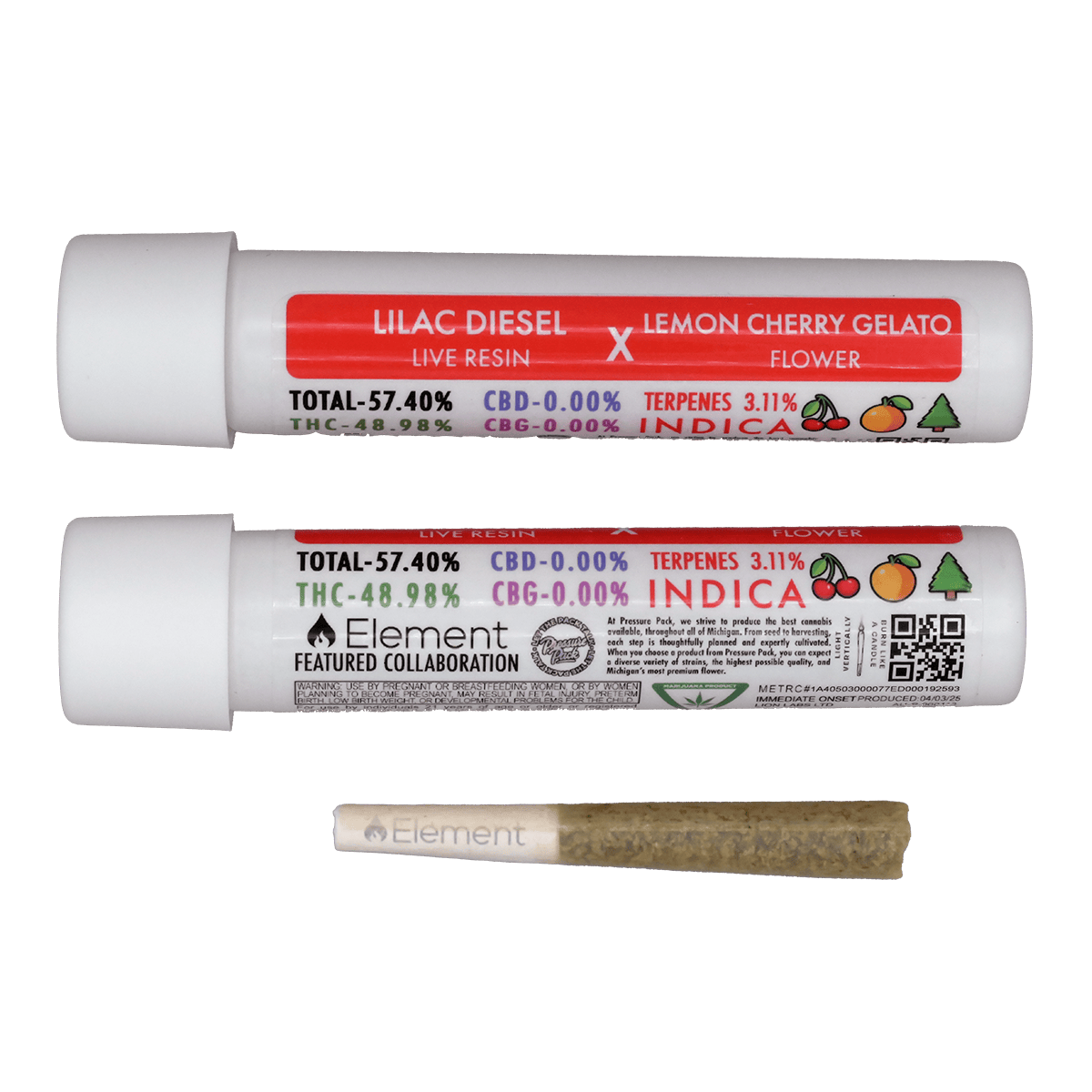 Element Live Resin Joint 1g- Lemon Cherry Gelato x Lilac Diesel