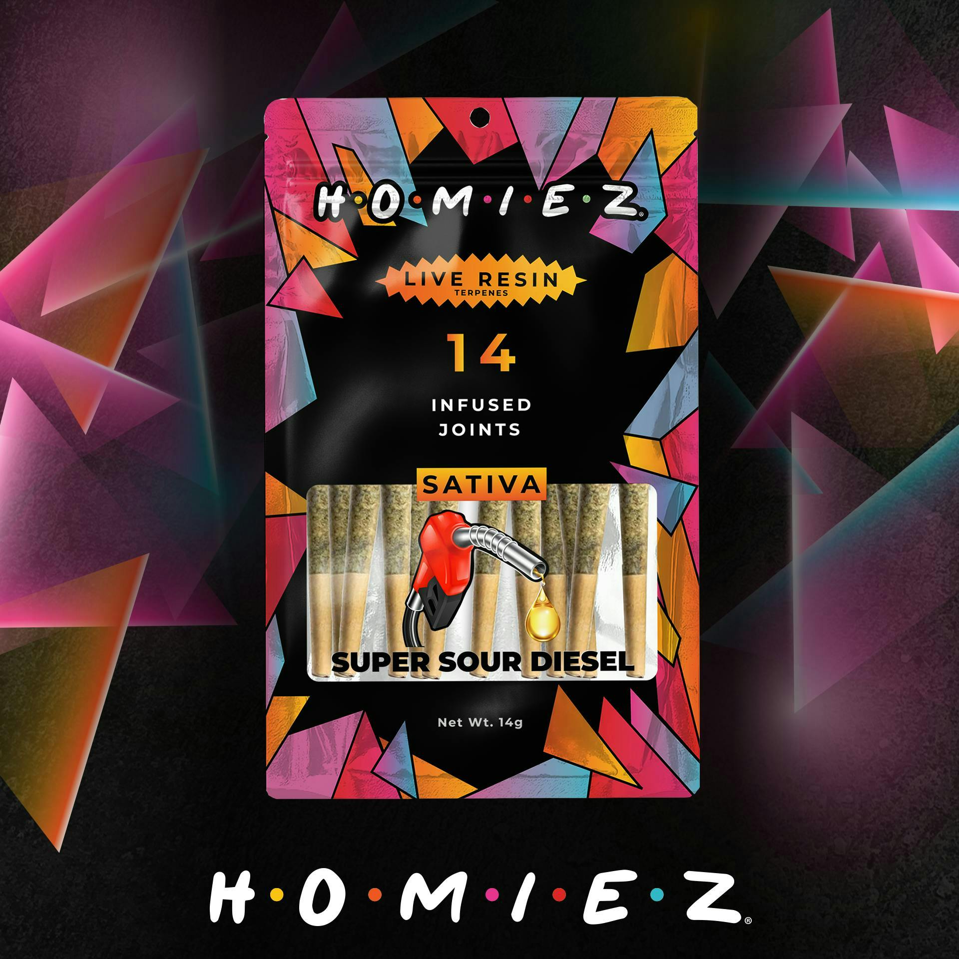 HOMIEZ | 14 Pack Infused Pre-Rolls | Super Sour Diesel