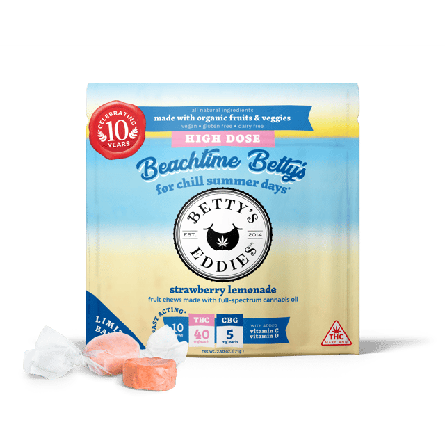 Beachtime Betty's HIGH DOSE - Strawberry Lemonade Fruit Chews [10pk] - DE by Betty's Eddies