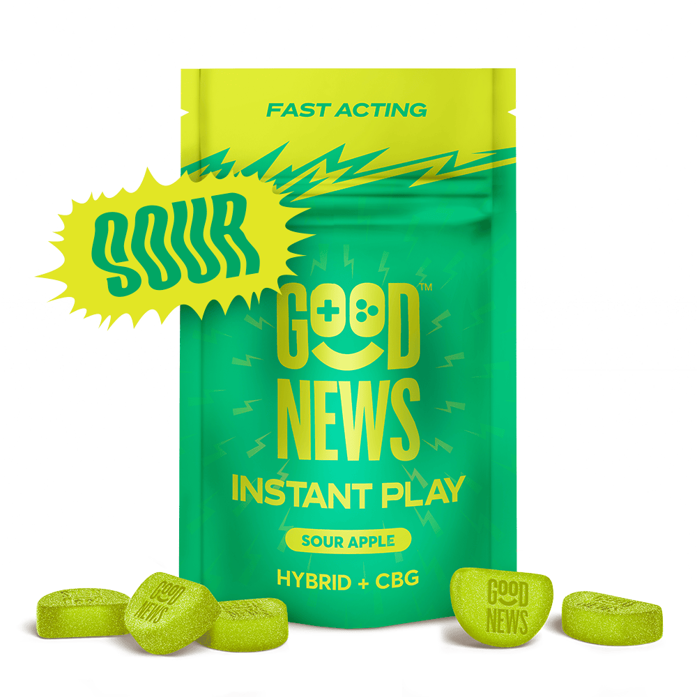 Instant Play | Sour Apple 2:1 THC:CBG Gummies | 100mg | 10ct | 10mg/ea