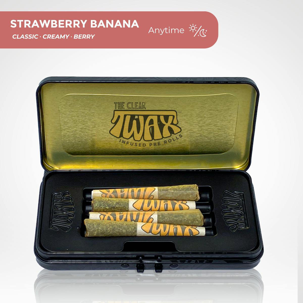 The Clear TWAX Mini Infused Pre-rolls 2g [4 Pack] | Strawberry Banana