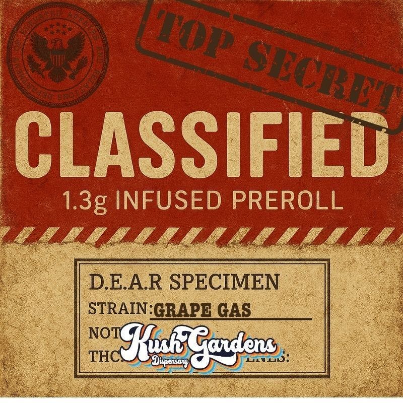Classified 1.3g Live Resin Infused Preroll - Grape Gas