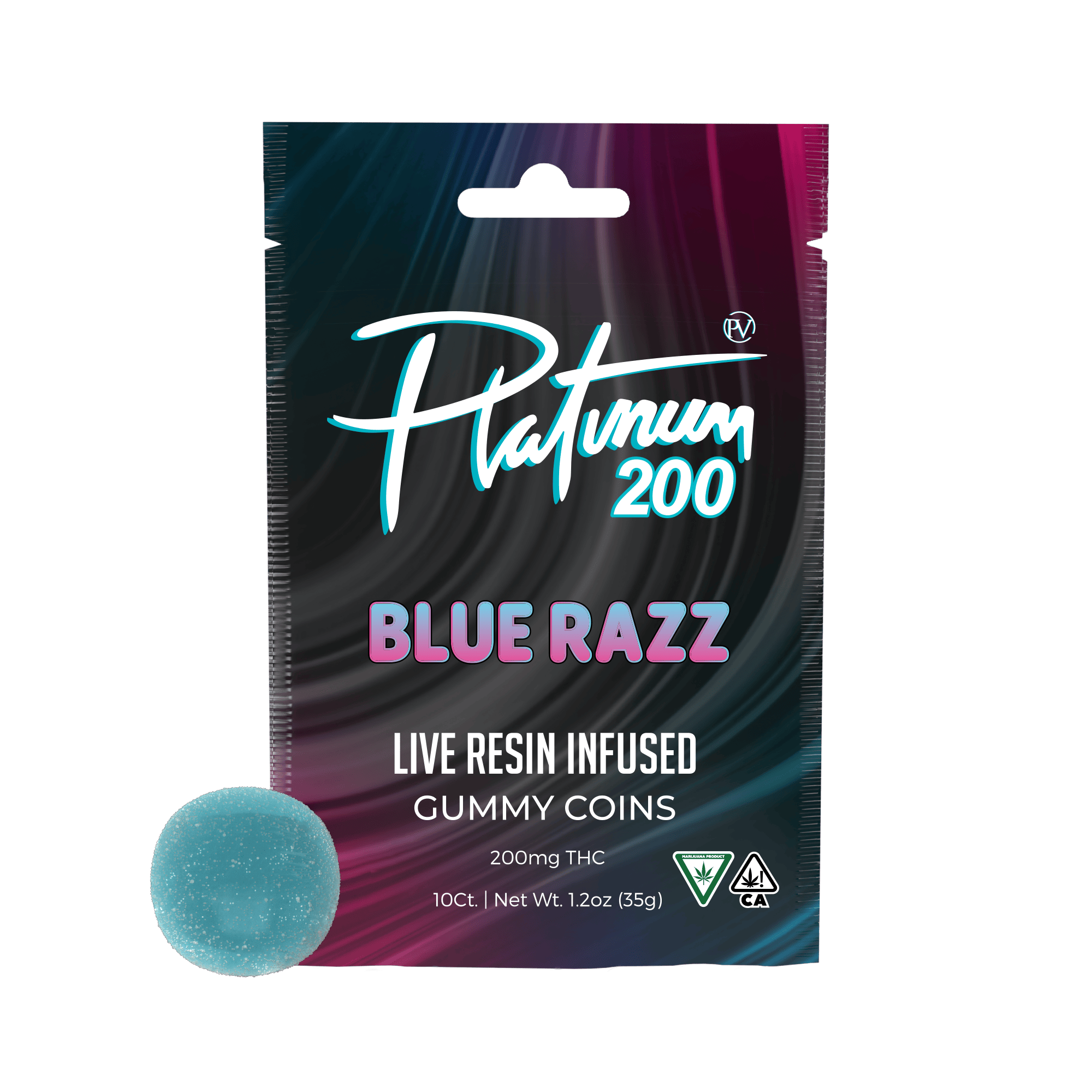 Platinum - Live Resin Gummy Coins Blue Razz 200mg