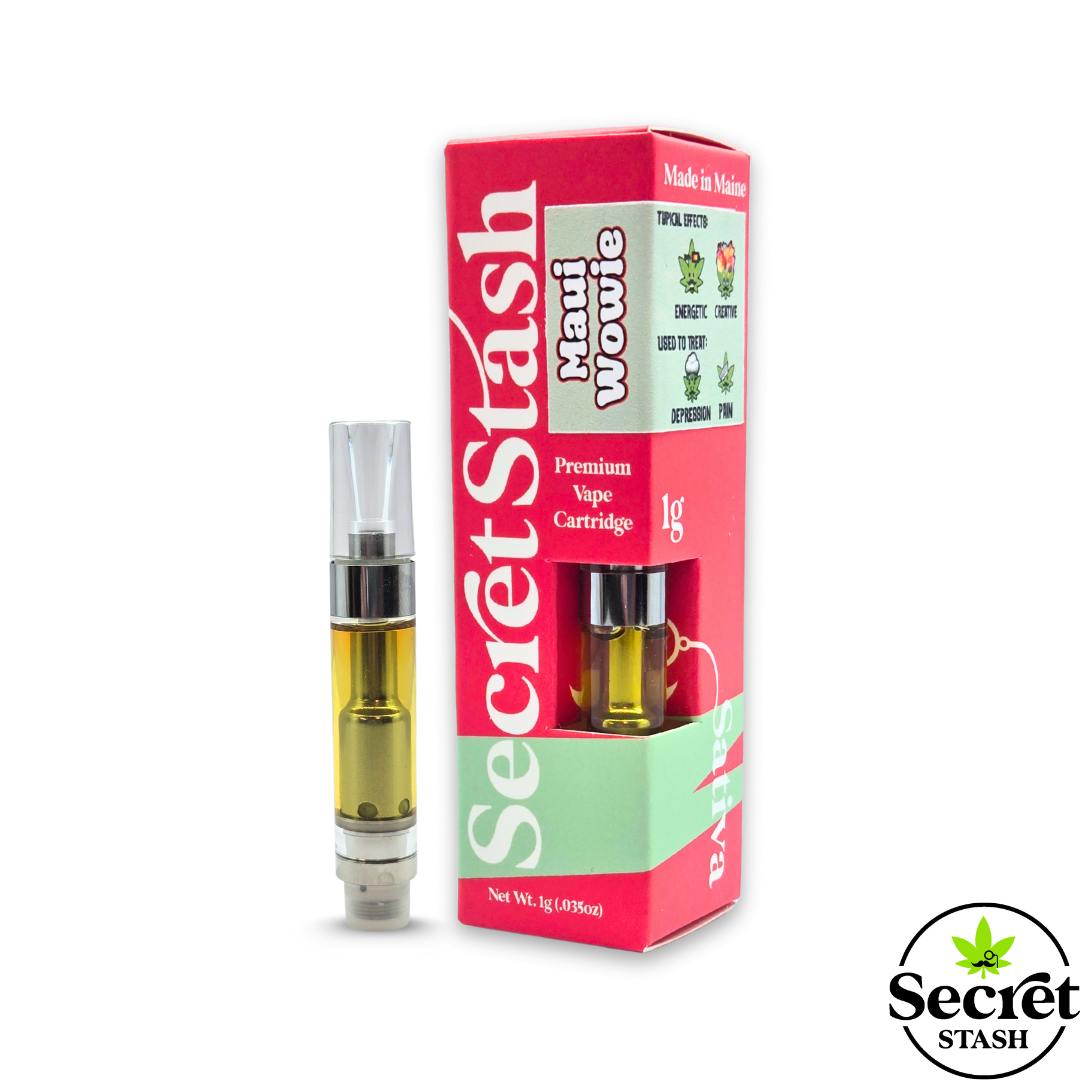 Secret Stash | THC Distillate Cart | Maui Wowie | 1g at Strawberry Fields Apothecary