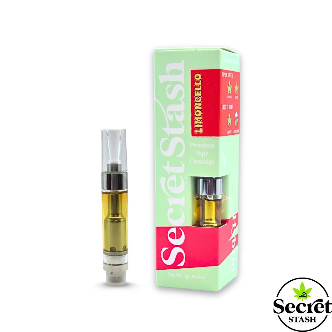 Secret Stash | THC Distillate Cart | Limoncello | 1g at Strawberry Fields Apothecary