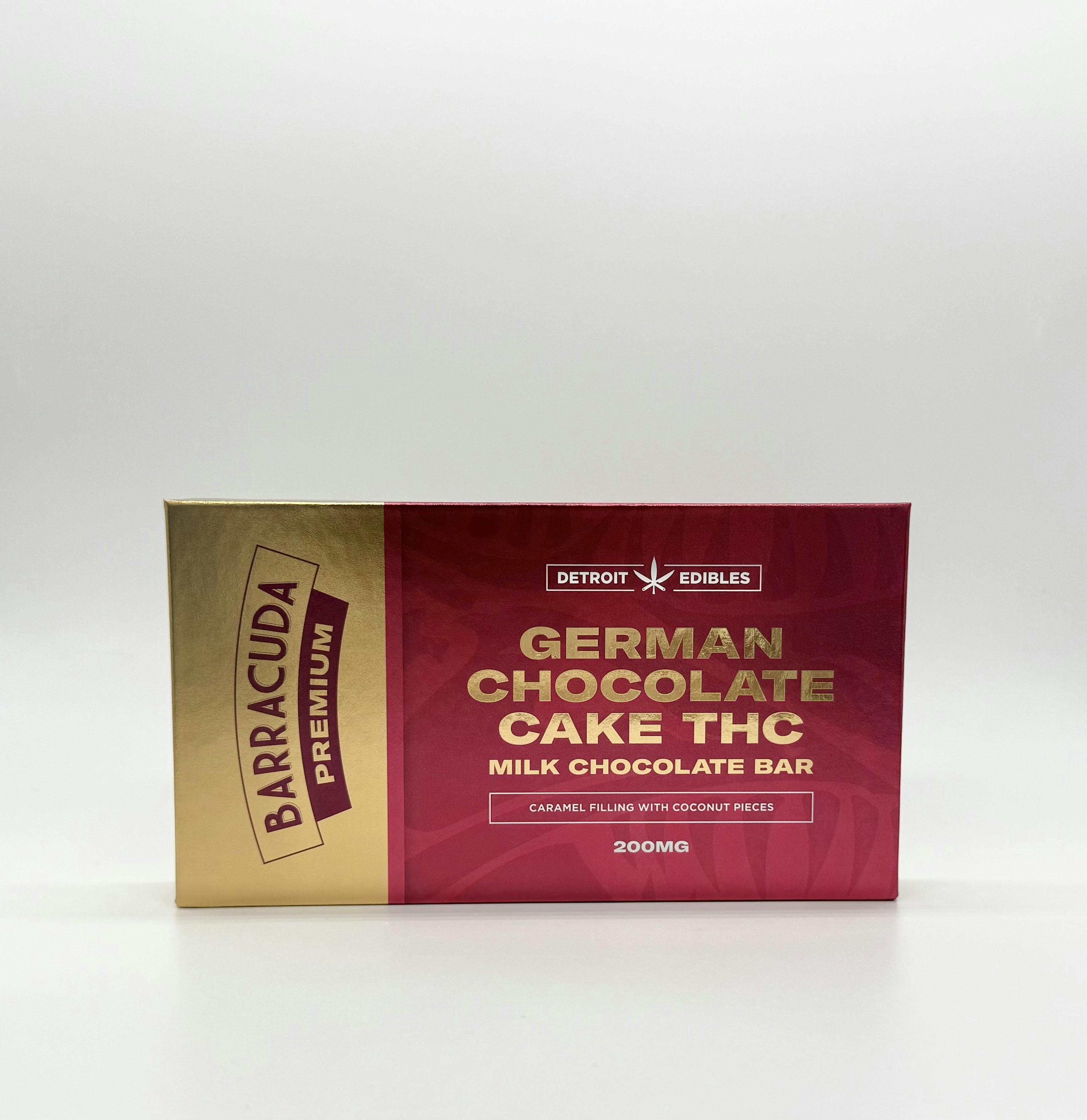 Premium Barracuda Bar - German Chocolate Cake - Milk Chocolate - 200mg THC by Detroit Edibles