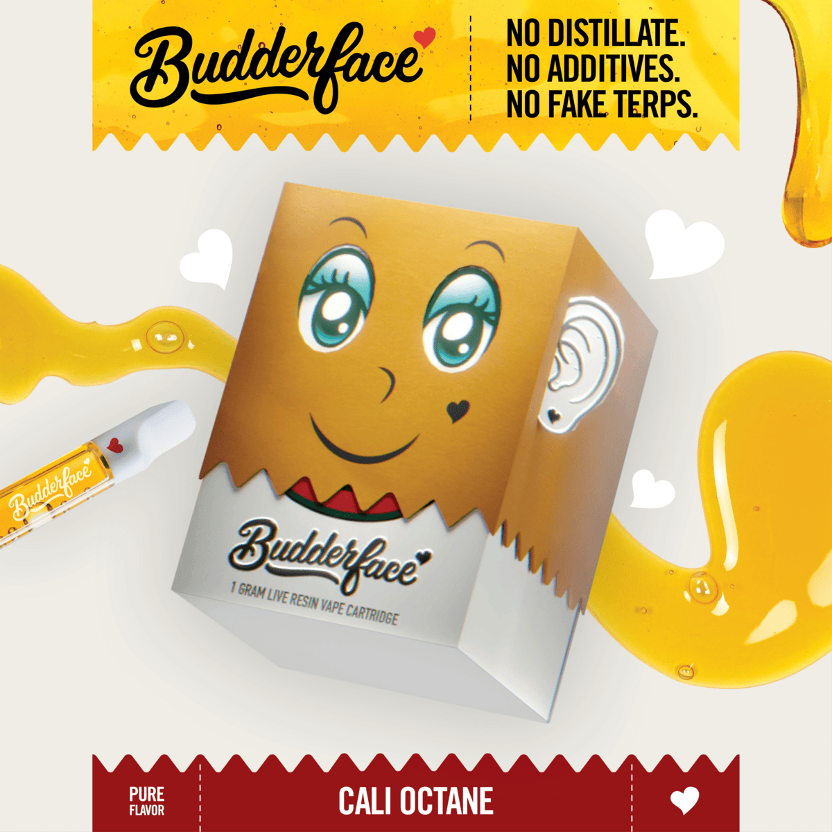 BUDDERFACE | Cali Octane | 1G | Artisanal Live Resin 510 Vape Cart
