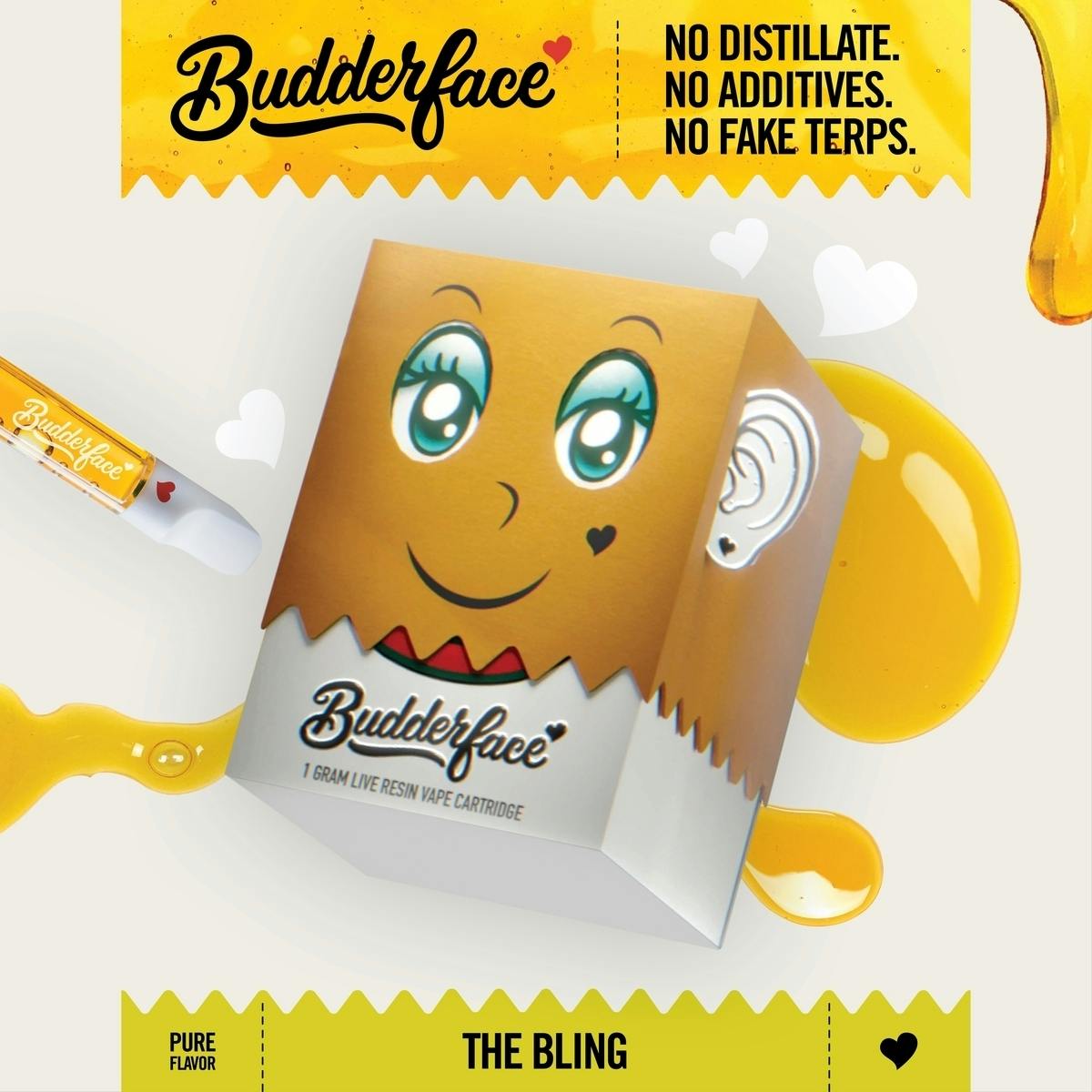 BUDDERFACE | The Bling | 1G | Artisanal Live Resin 510 Vape Cart