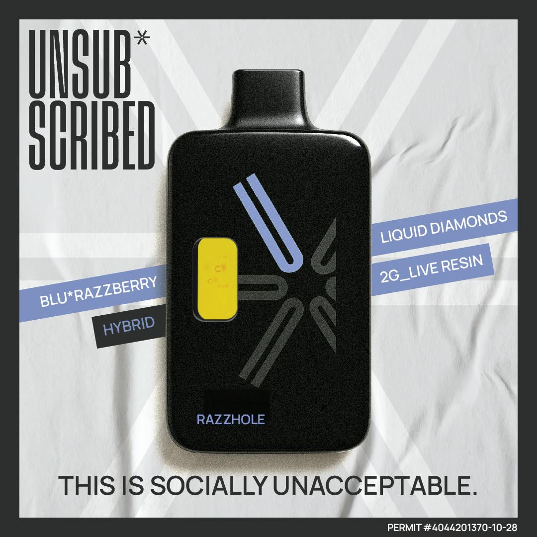 UNSUBSCRIBED | Razzhole | 2g Liquid Diamond & Live Resin | Disposable