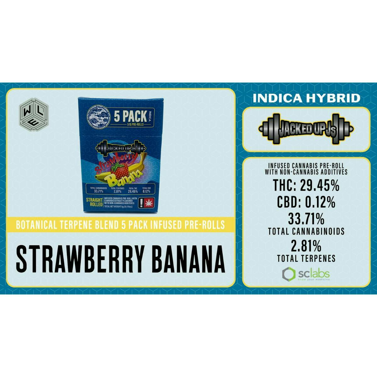 Jacked Up J's Strawberry Banana | Terpene Infused Joints | 1g each | 5pk