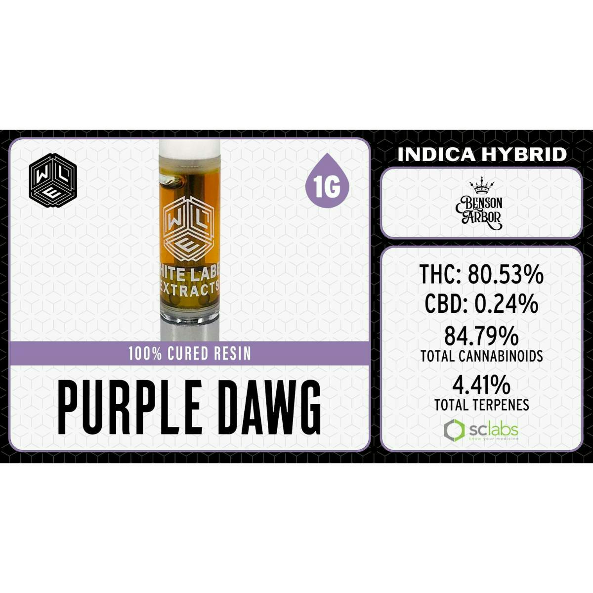Purple Dawg | Cured Resin Cartridge | 1g by White Label Extracts