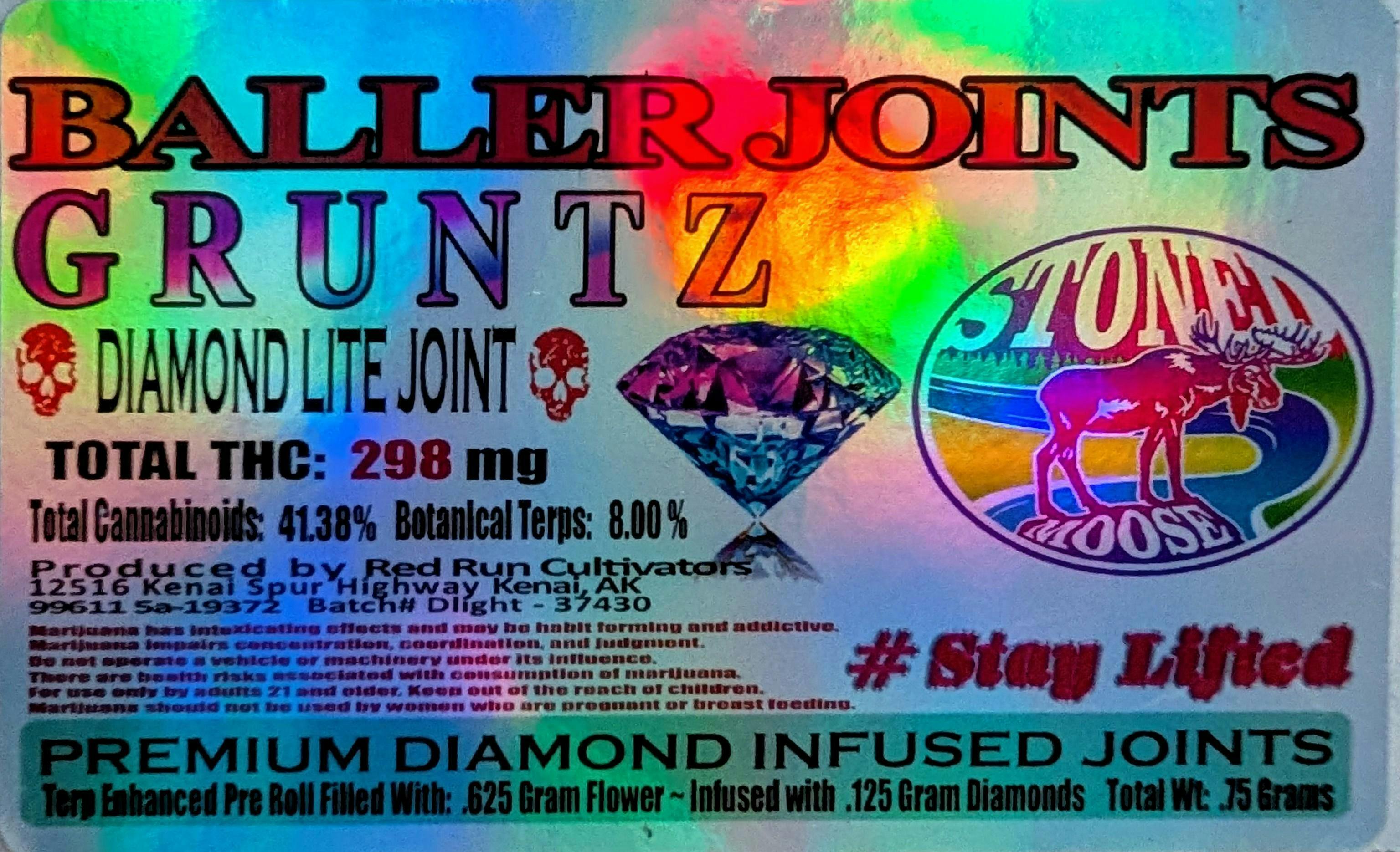 Red Run - Gruntz Diamond Infused Baller Joints 0.75g at The Knotty Puffin
