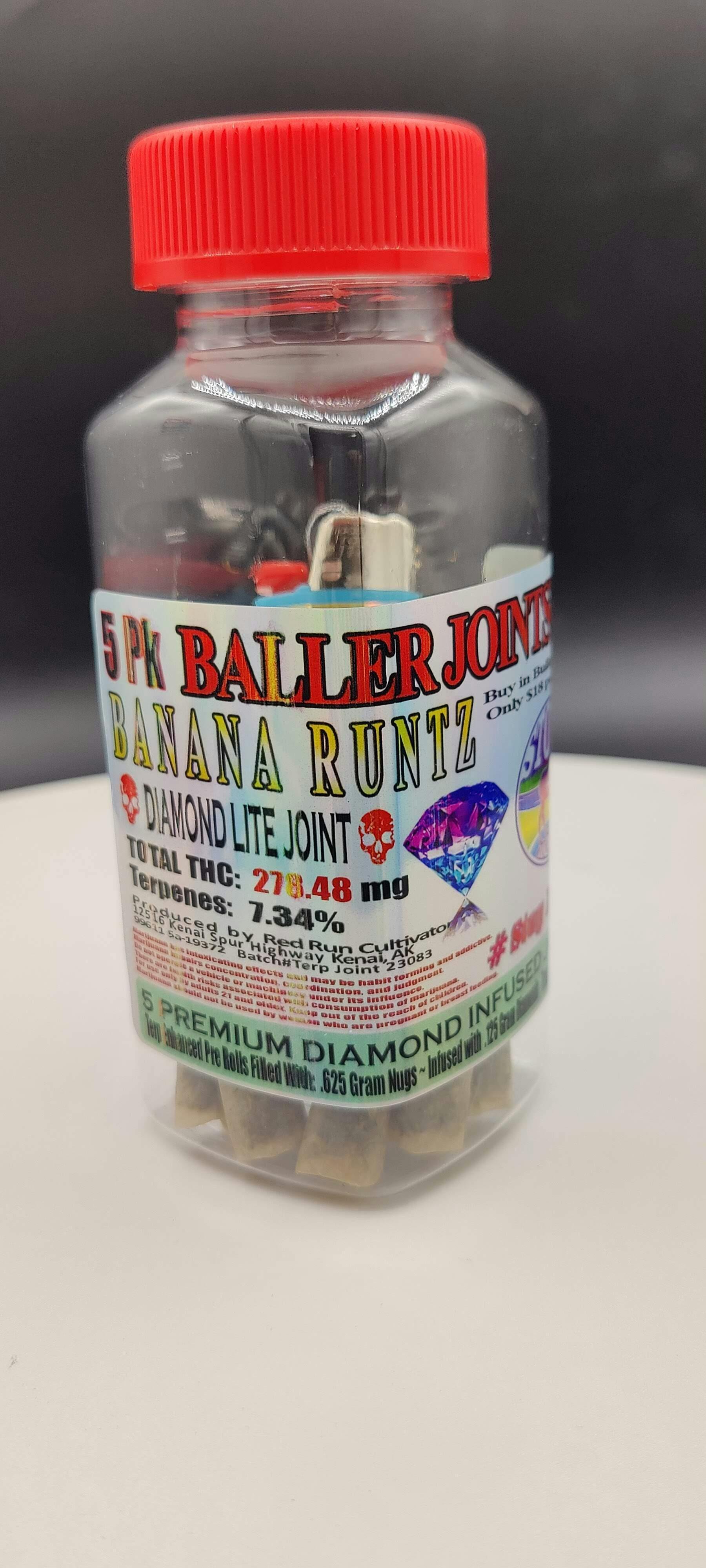 Red Run - Banana Runtz Diamond Infused Baller Joints 0.75g 5pk