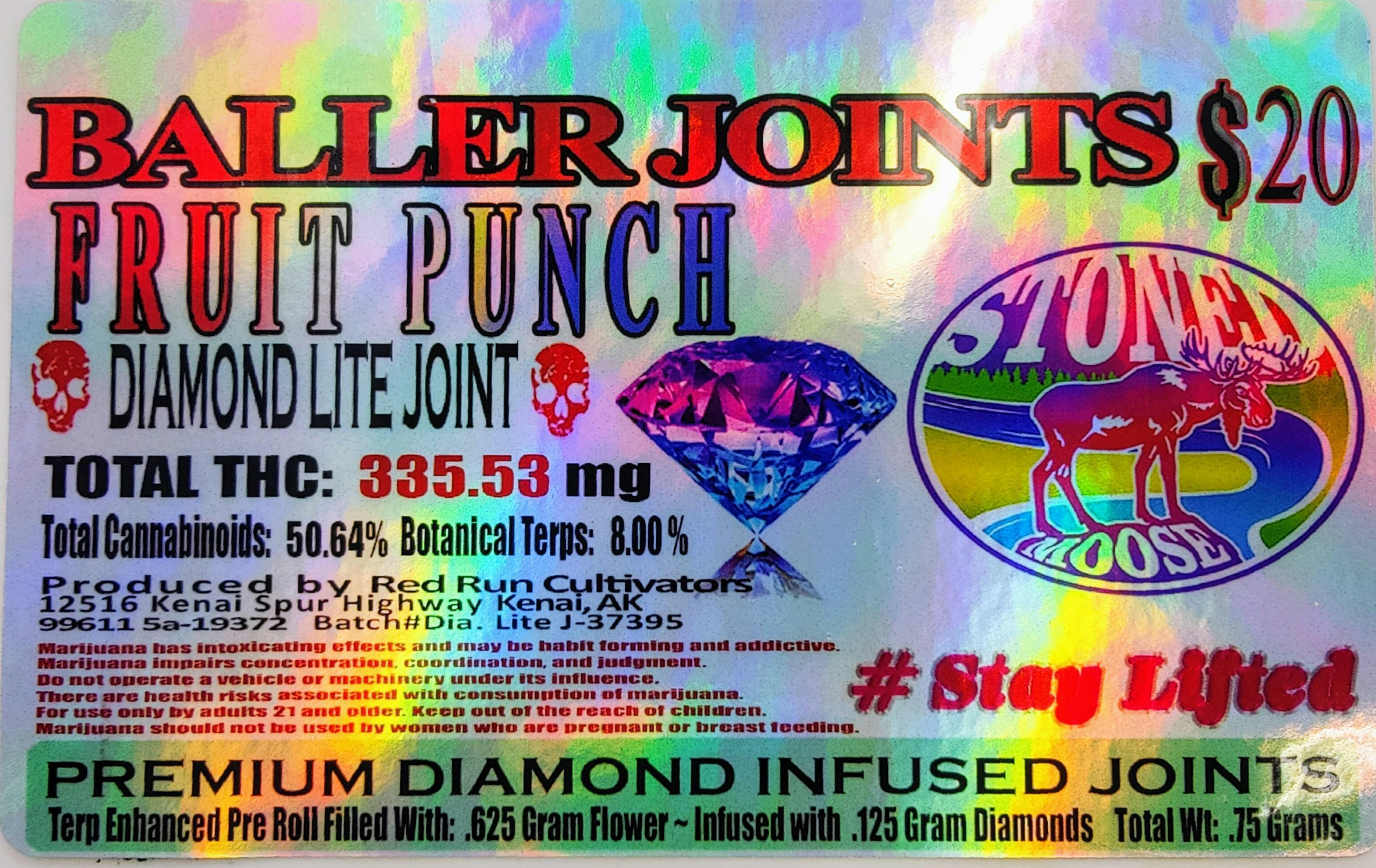 Red Run - Fruit Punch Diamond Infused Baller Joints 0.75g