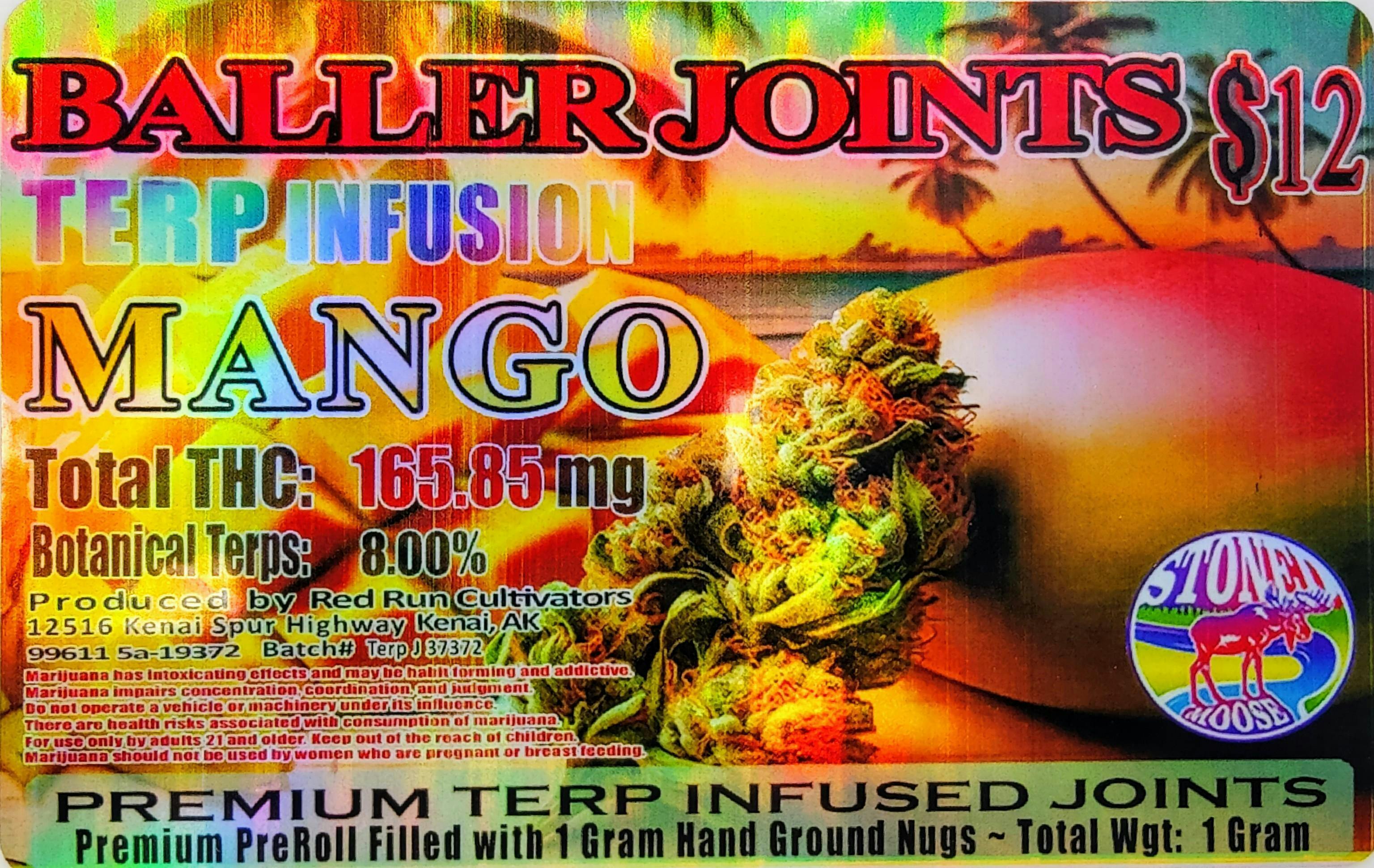 Red Run - Mango Terp Infusion Baller Joints 1g by Red Run Cannabis Cultivators