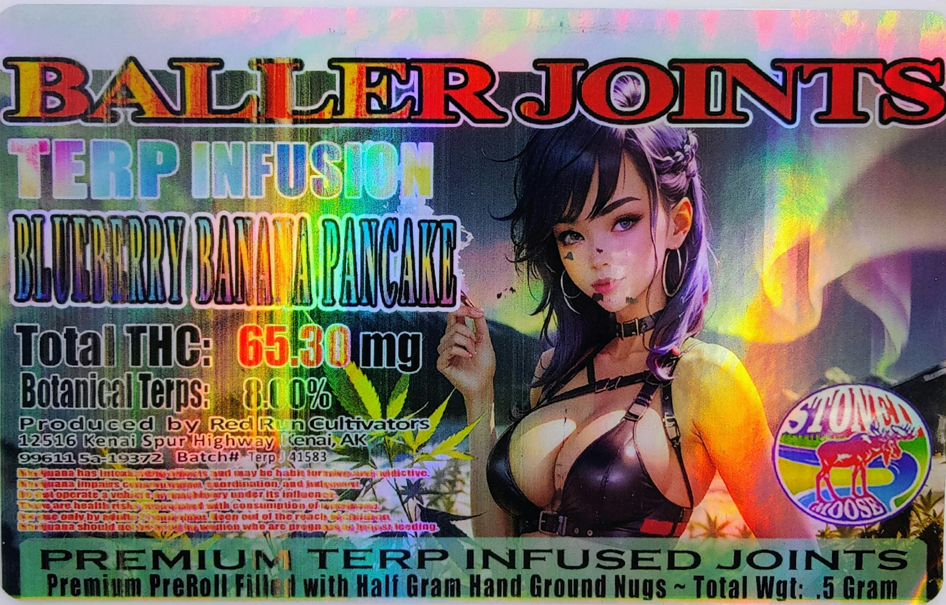 Red Run - Blueberry Banana Pancake Terp Infusion Baller Joints 0.5g at Red Run Cannabis Cultivators