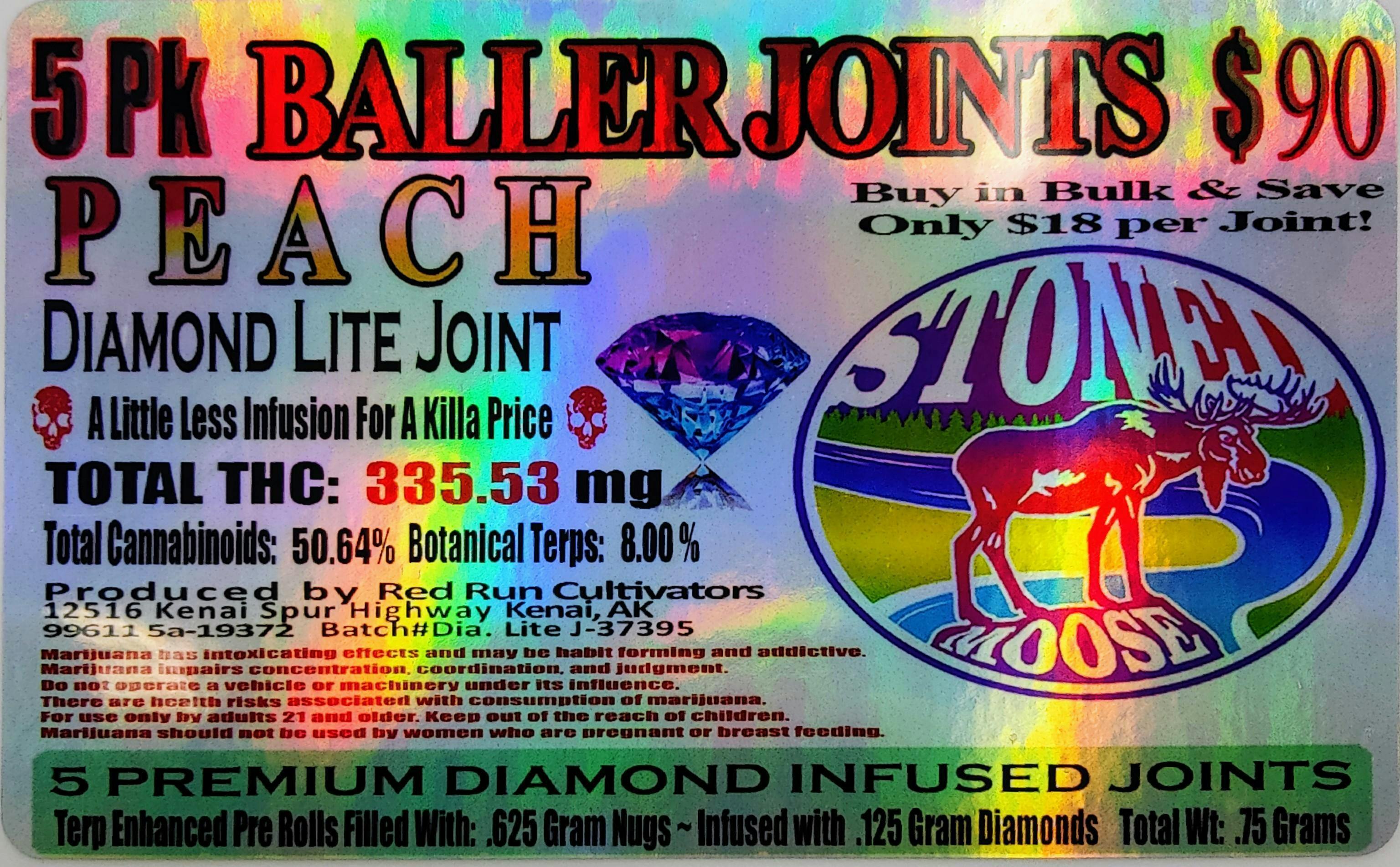 Red Run - Peach Diamond Infused Baller Joints 0.75g 5pk