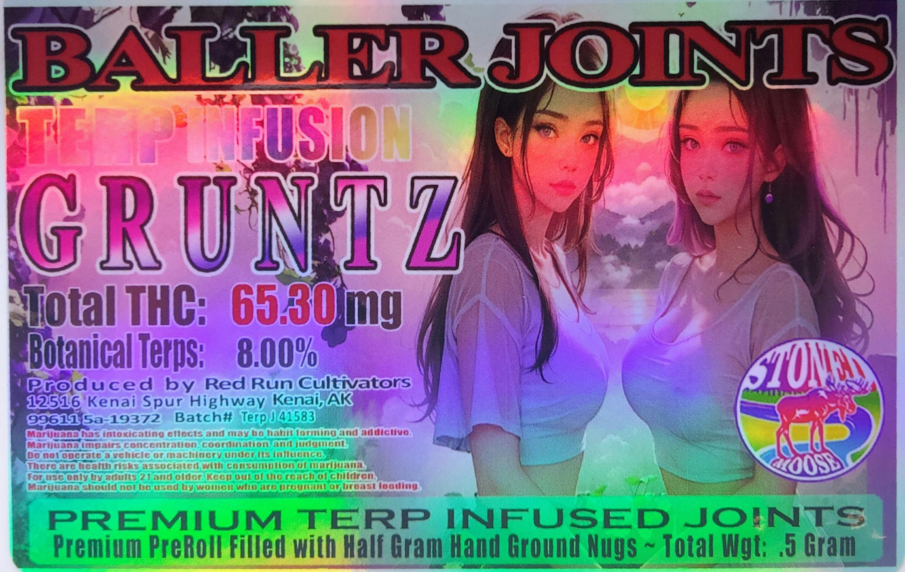 Red Run - Gruntz Terp Infusion Baller Joints 0.5g at The Knotty Puffin