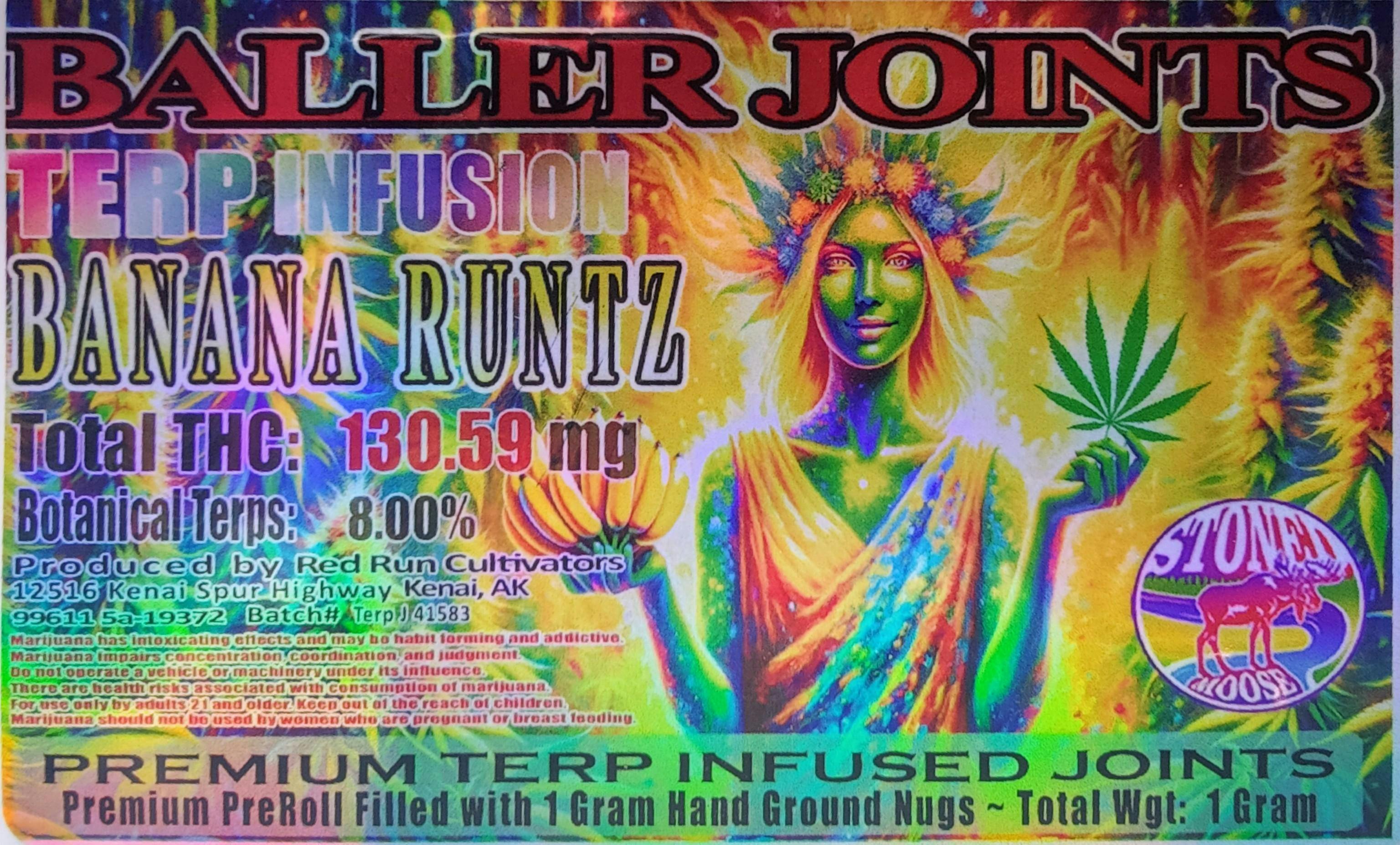 Red Run - Banana Runtz Terp Infusion Baller Joints 1g at MCC Flight