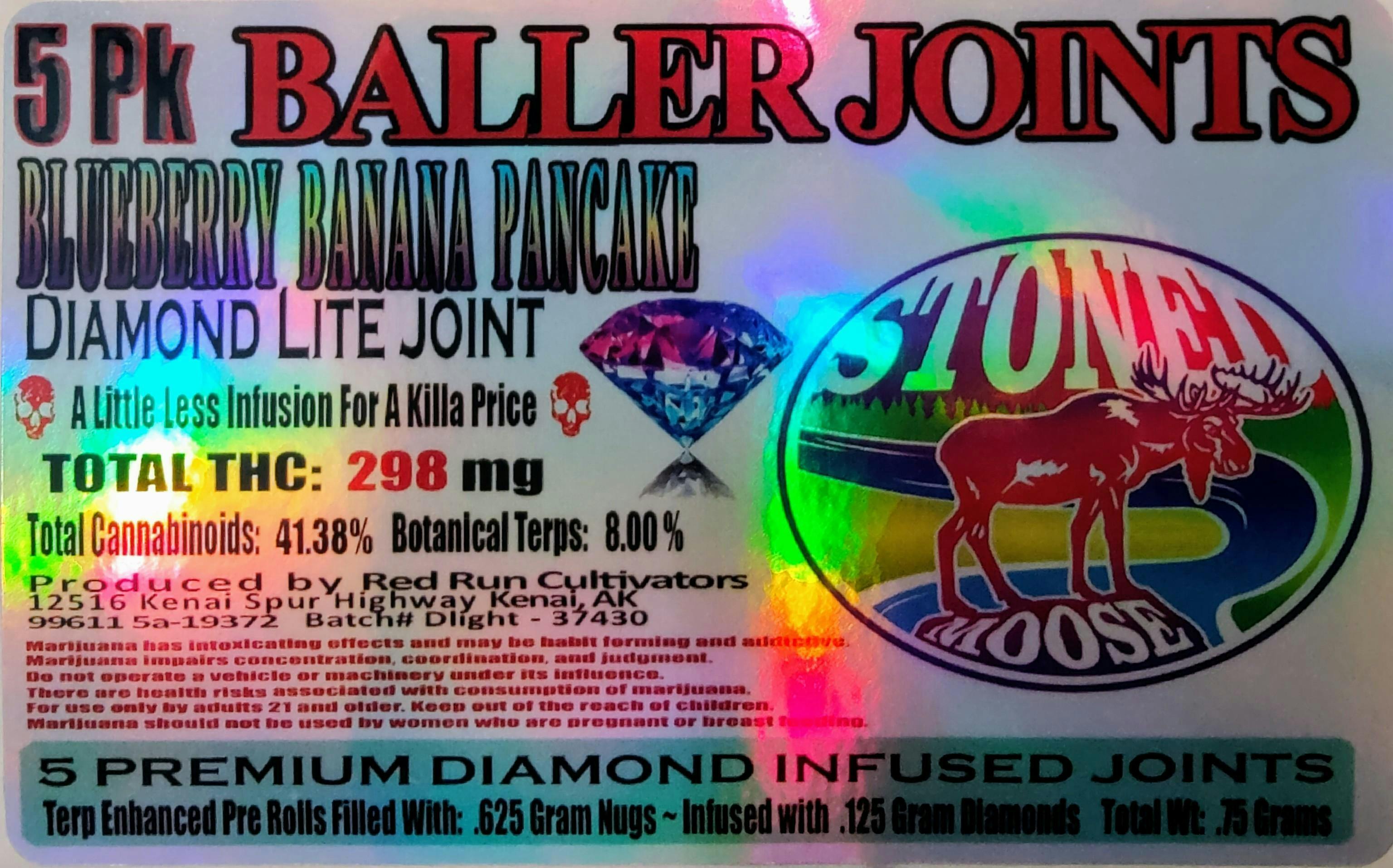 Red Run - Blueberry Banana Pancake Diamond Infused Baller Joints 0.75g 5pk