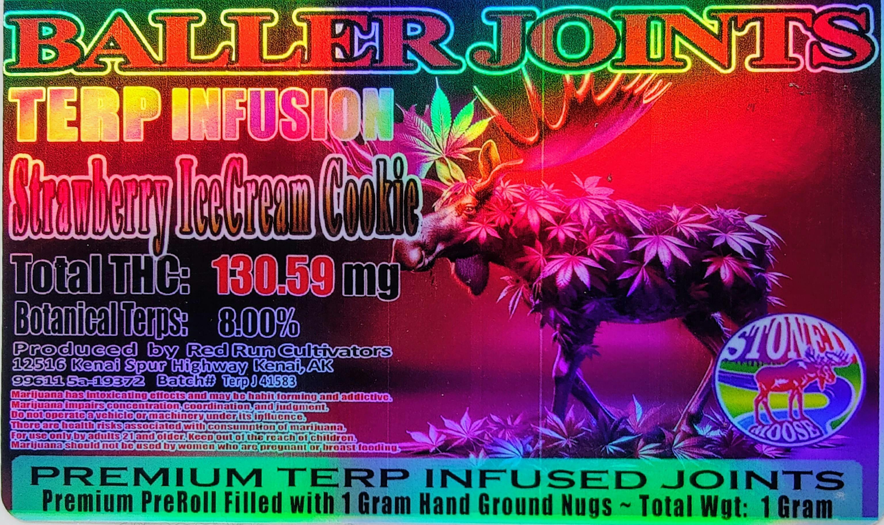 Red Run - Strawberry Ice Cream Cookie Terp Infusion Baller Joints 1g at Houston Grass Station