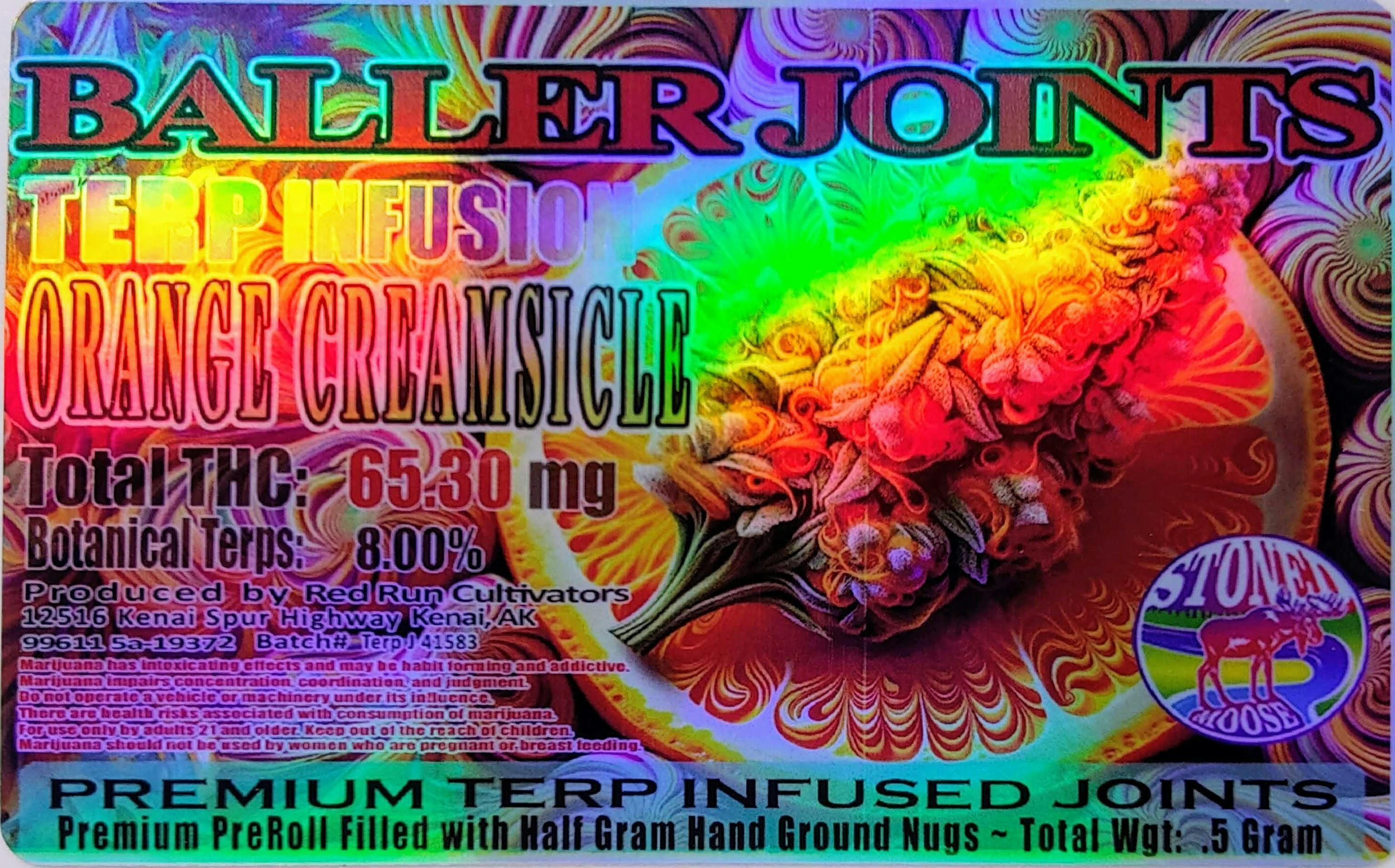 Red Run - Orange Creamsicle Terp Infusion Baller Joints 0.5g at High-Mark Cannabis