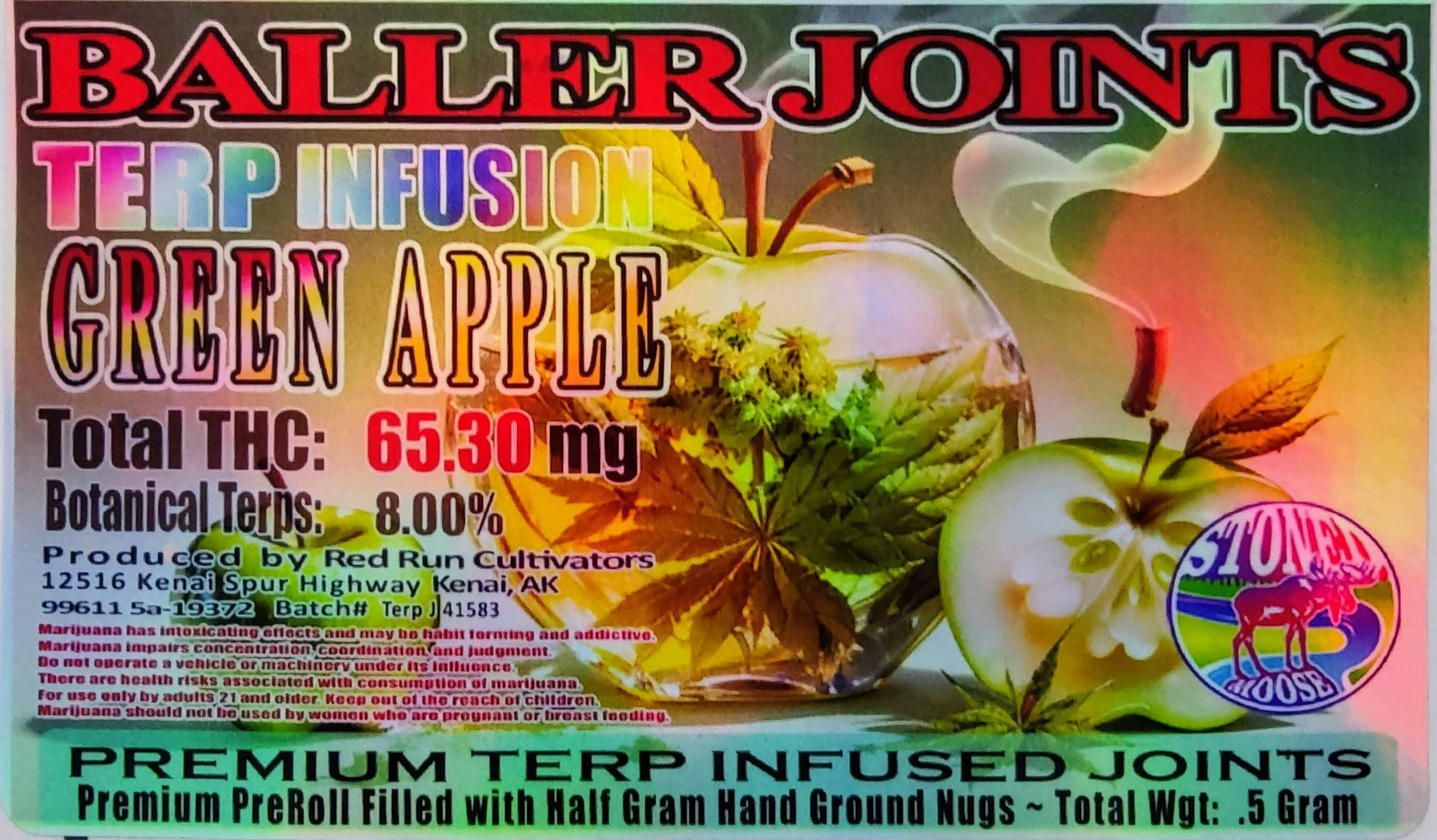 Red Run - Green Apple Terp Infusion Baller Joints 0.5g