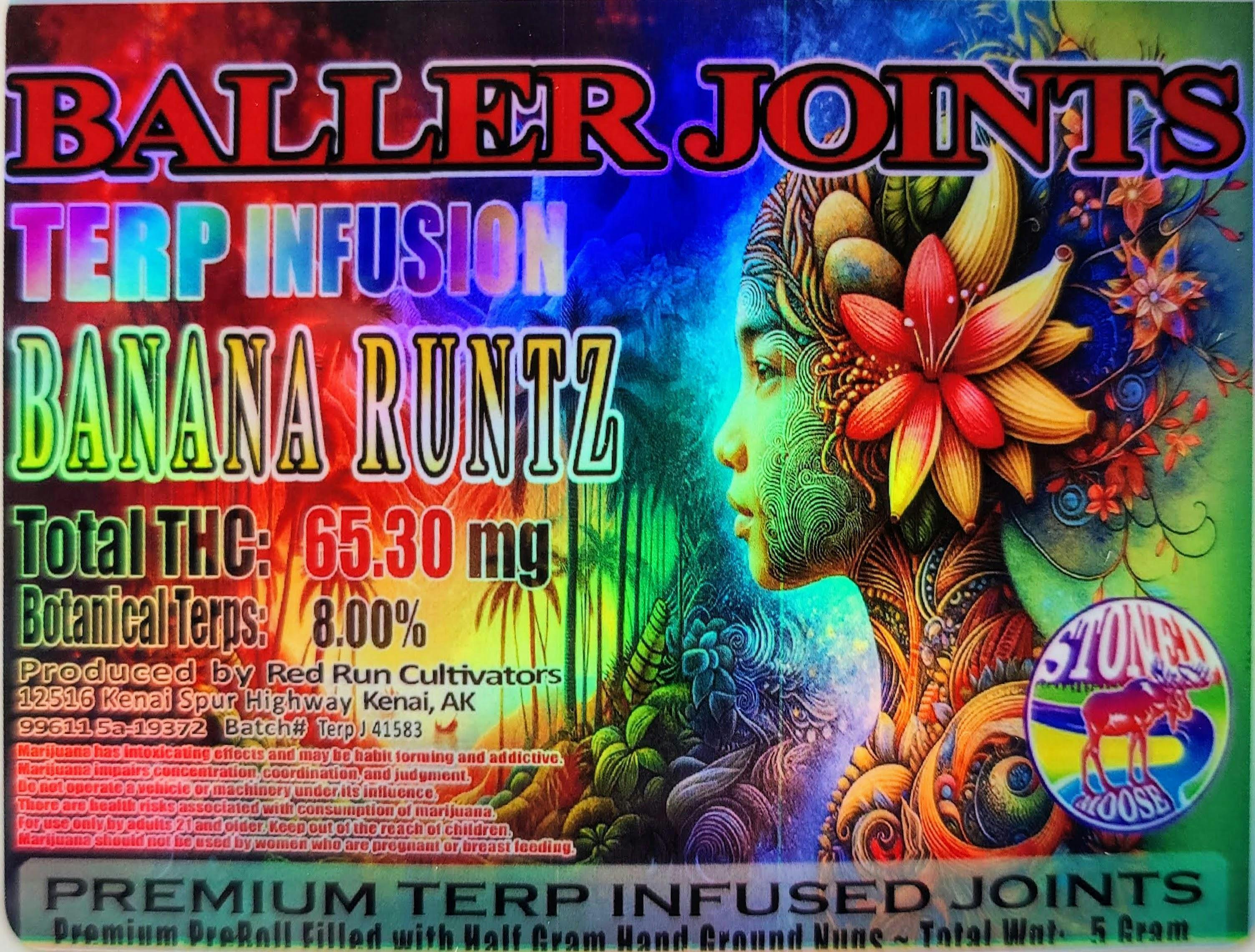 Red Run - Banana Runtz Terp Infusion Baller Joints 0.5g at High-Mark Cannabis