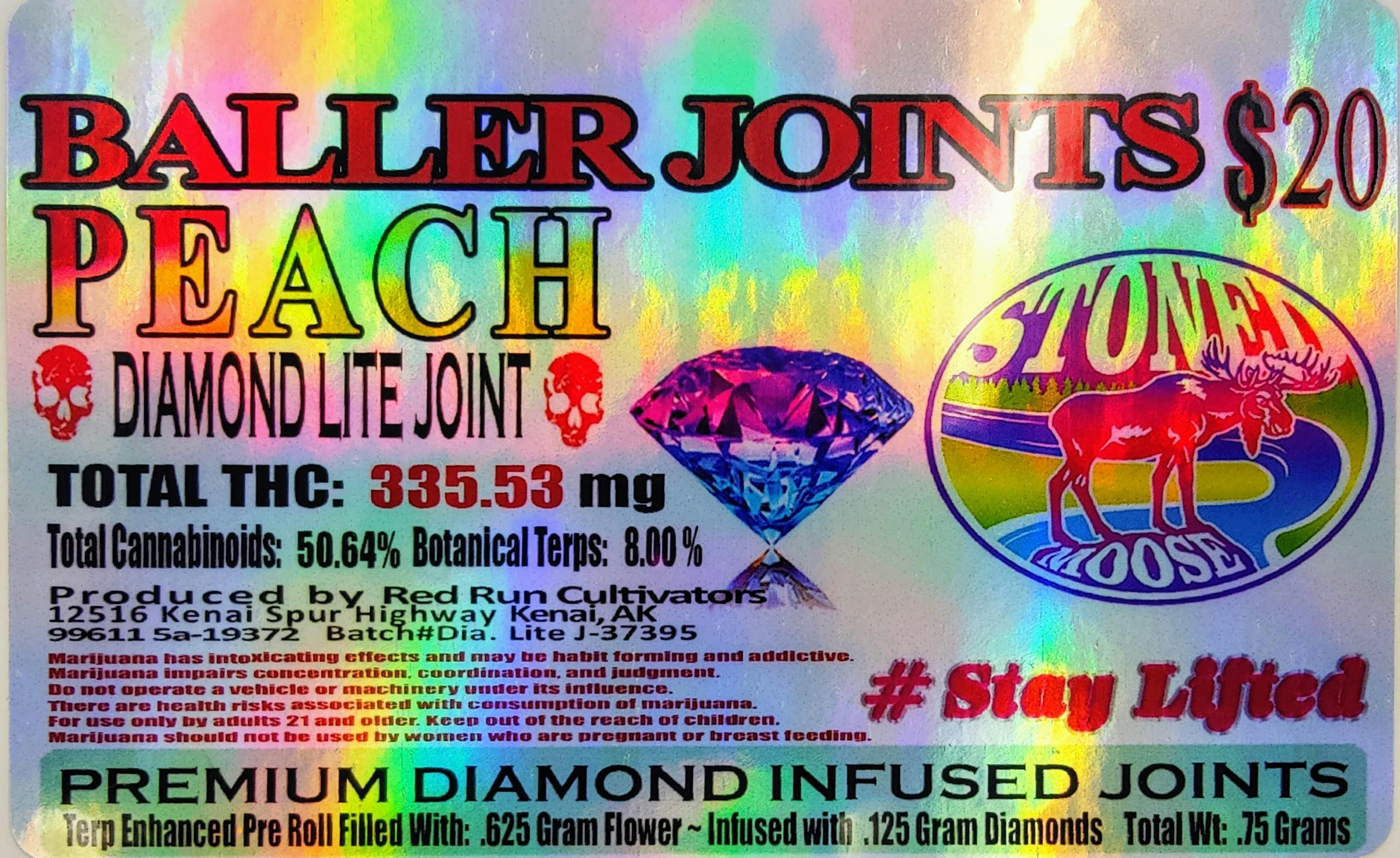 Red Run - Peach Diamond Infused Baller Joints 0.75g