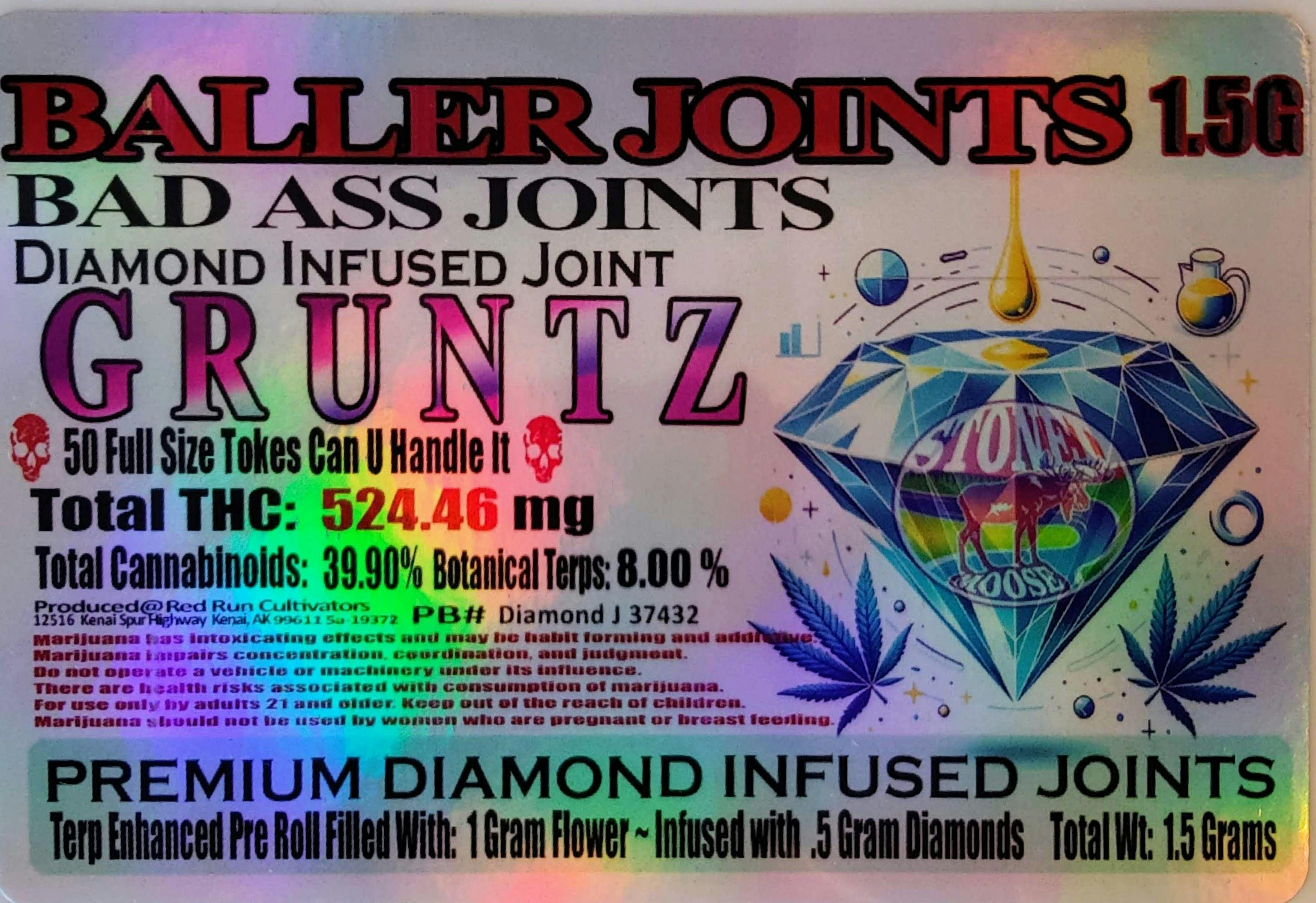 Red Run - Gruntz Diamond Infused Baller Joints 1.5g