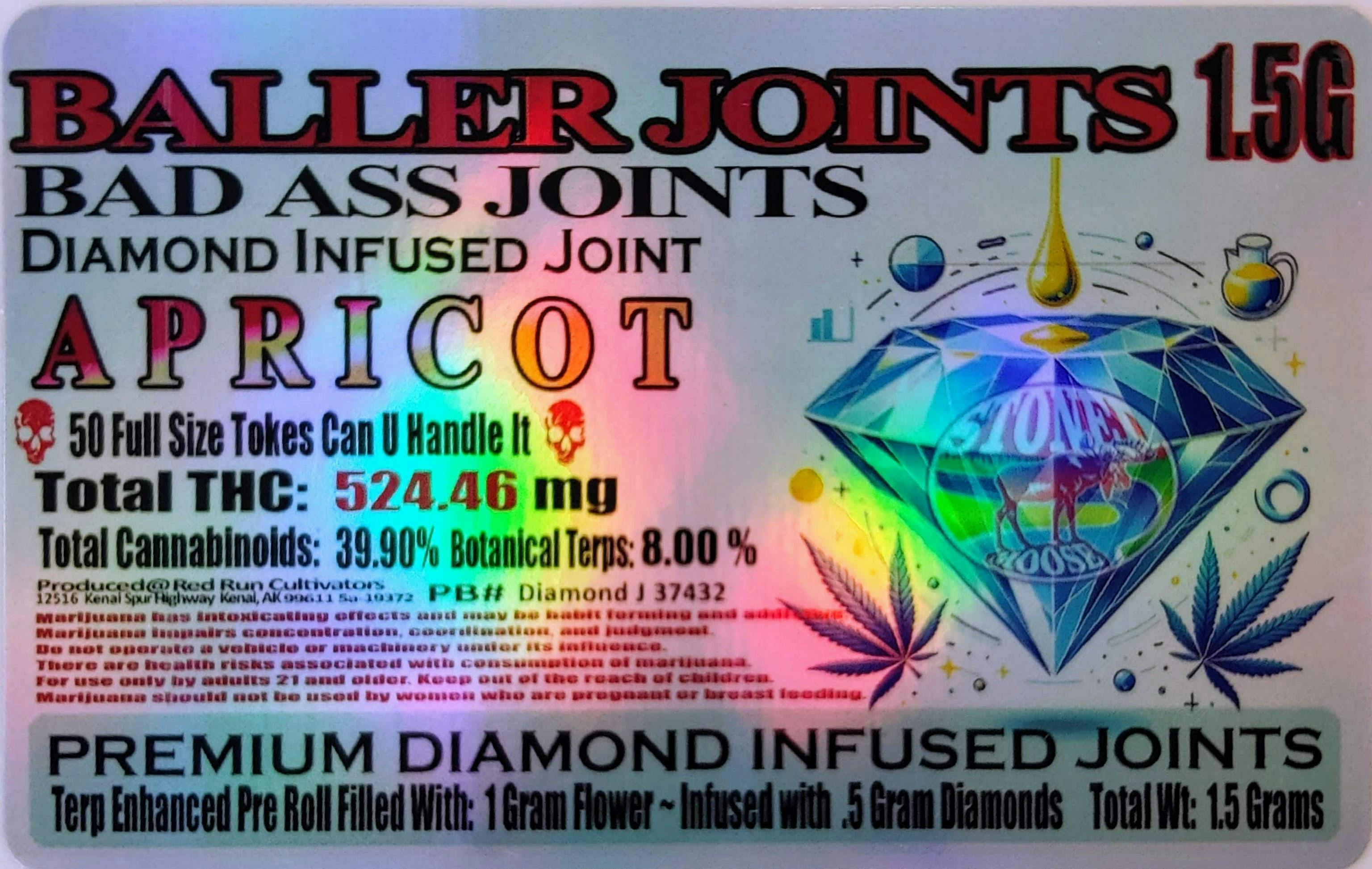 Red Run - Apricot Diamond Infused Baller Joints 1.5g