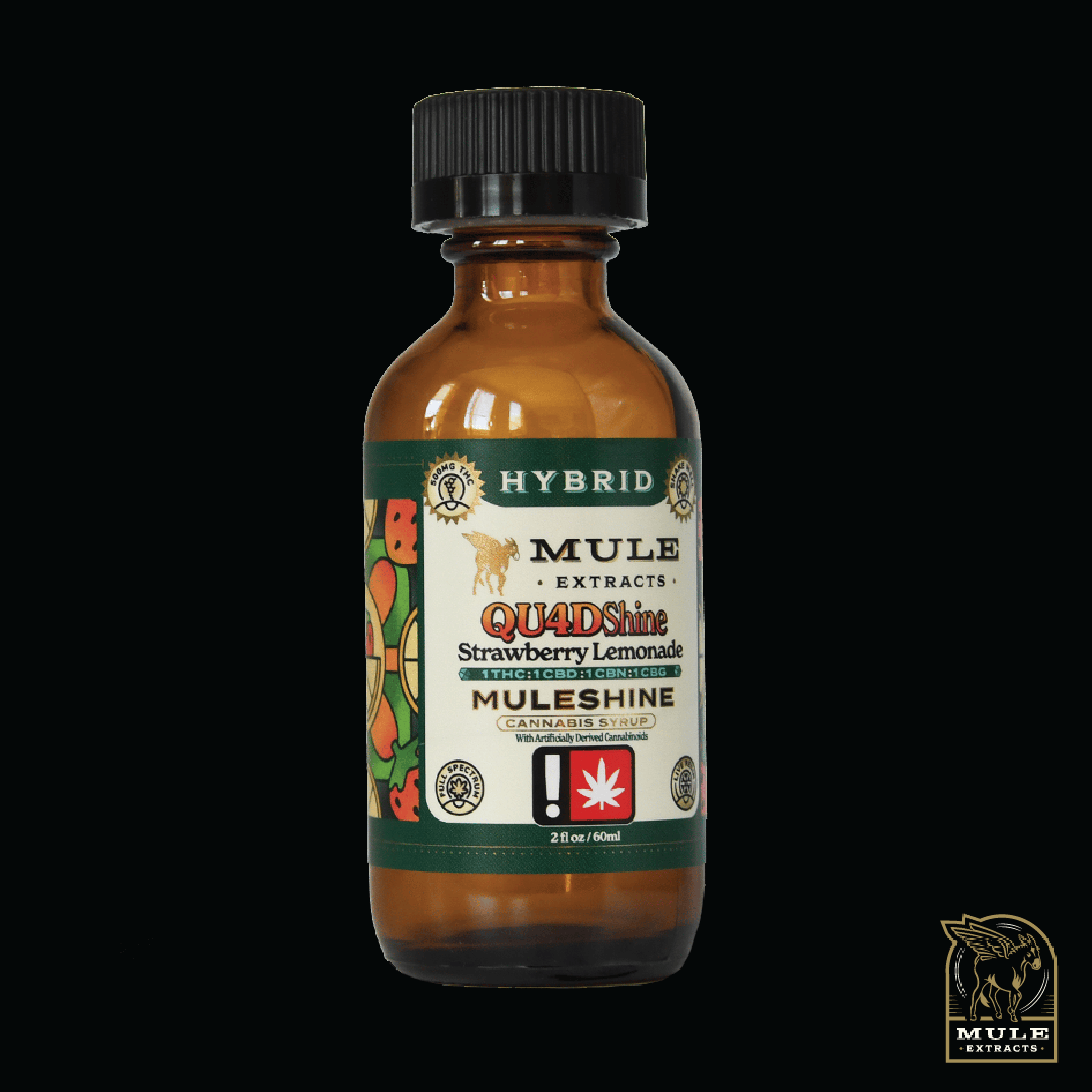 Strawberry Lemonade 1:1:1:1 Quadshine | Infused Syrup | 500mg THC | 60ml