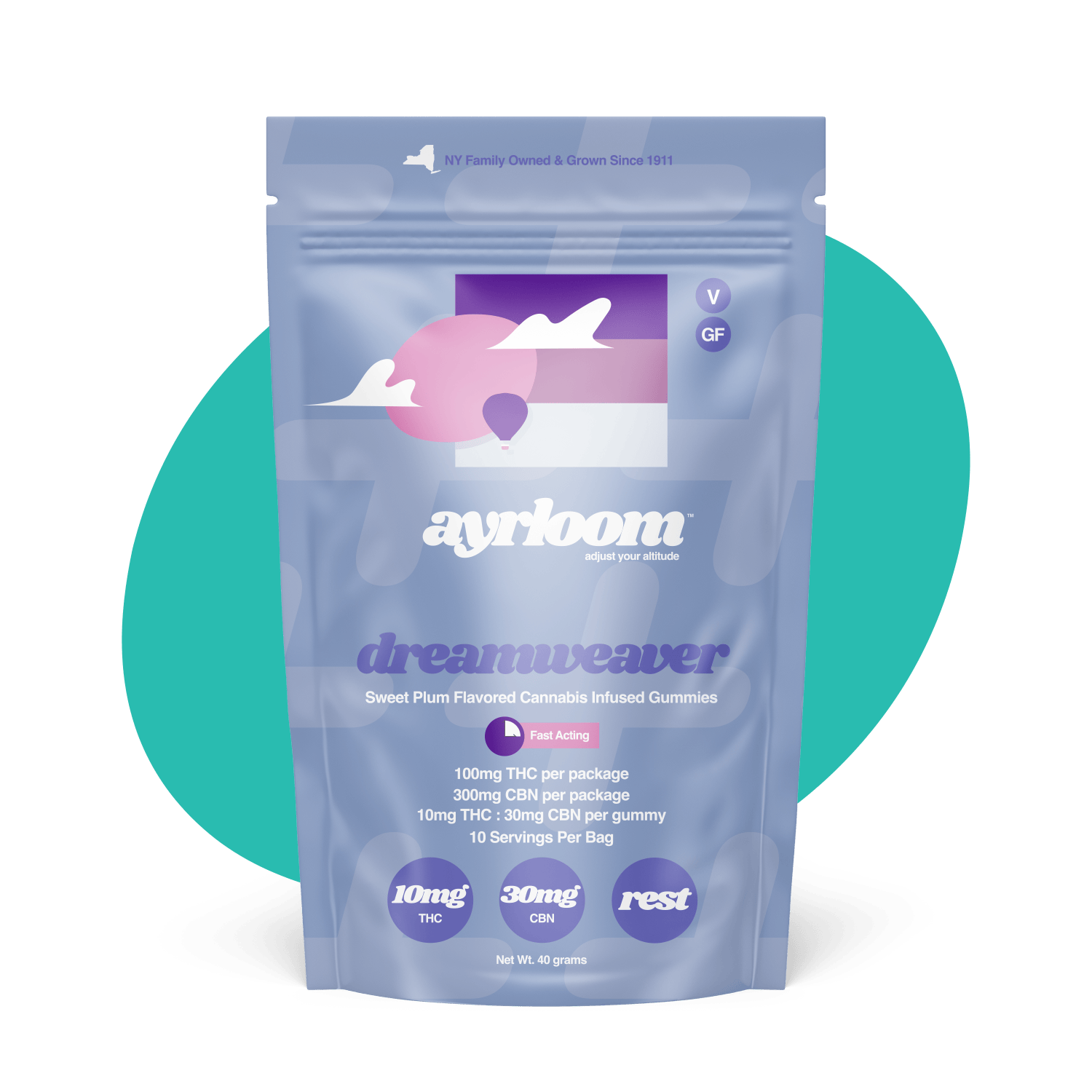 ayrloom | Sweet Plum "Dreamweaver" | 1:3 | 10MG THC : 30MG CBN | 10 Pack at Corner House