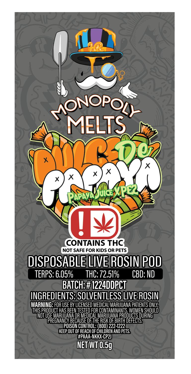 Dulce De Papaya 0.5g Disposable Rosin Pod | High Rise x Monopoly Melts