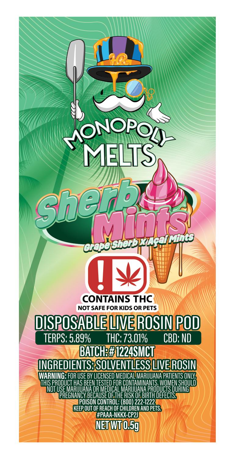 Sherb Mints 0.5g Disposable Rosin Pod | High Rise x Monopoly Melts