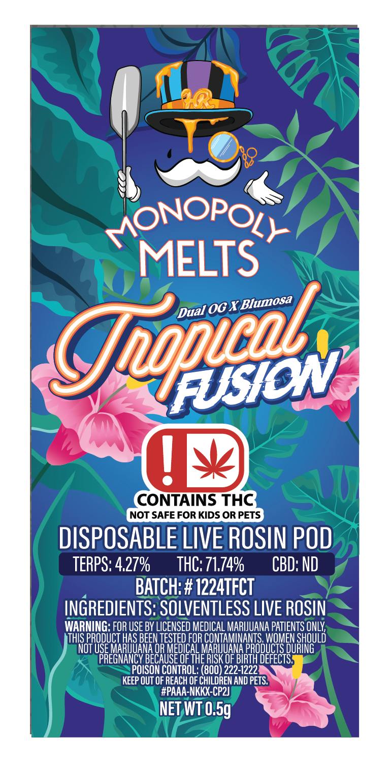 Tropical Fusion 0.5g Disposable Rosin Pod | High Rise x Monopoly Melts