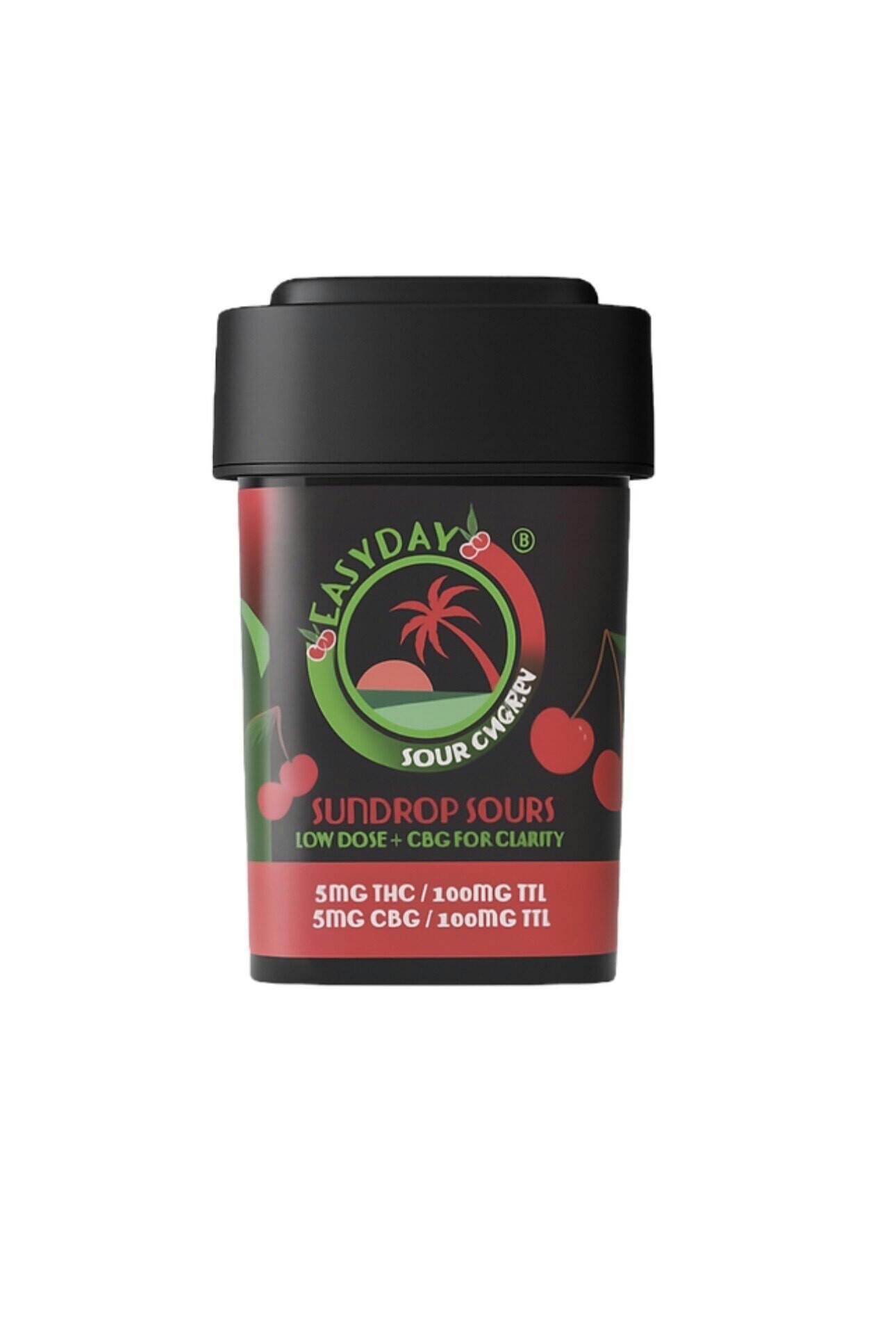 Easy Day | Sour Cherry Sundrop Sours | Gummies | 100mg | 20ct | 5mg/ea