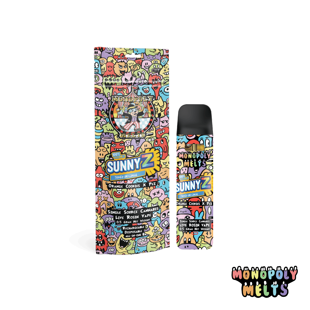 SunnyZ 0.5g Cold Cure Live Rosin All-in-One Vape by Monopoly Melts