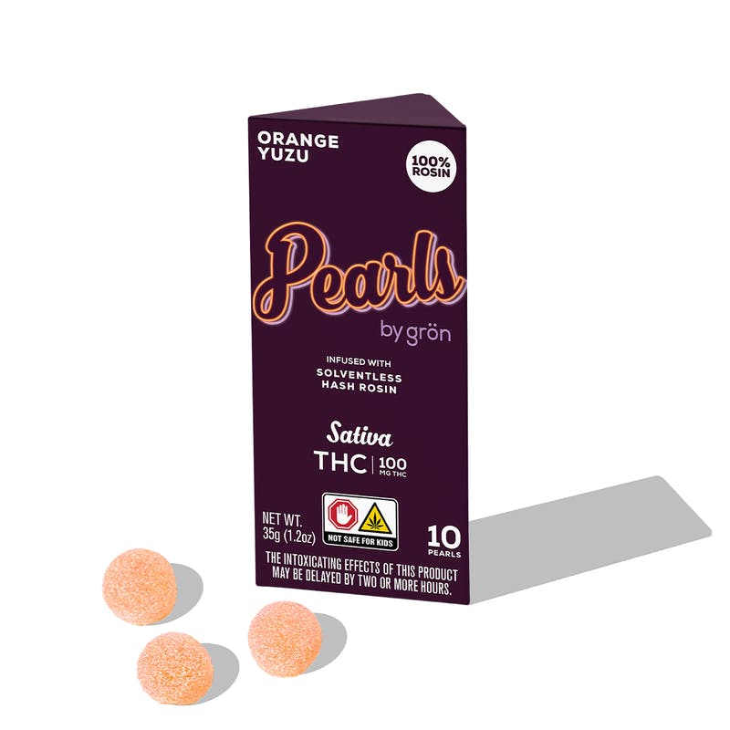 Orange Yuzu Pearls · Rosin Edibles · Sativa · 100mg · 10ct