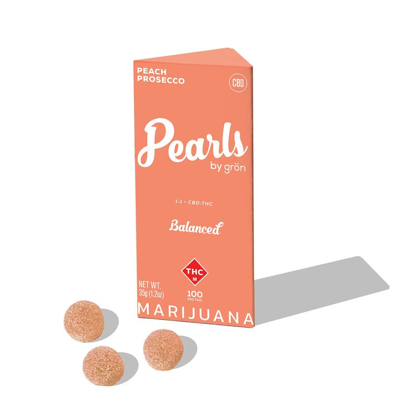 1:1 Peach Prosecco Pearls (Balanced) - CBD/THC - Hybrid - MO by Grön Edibles