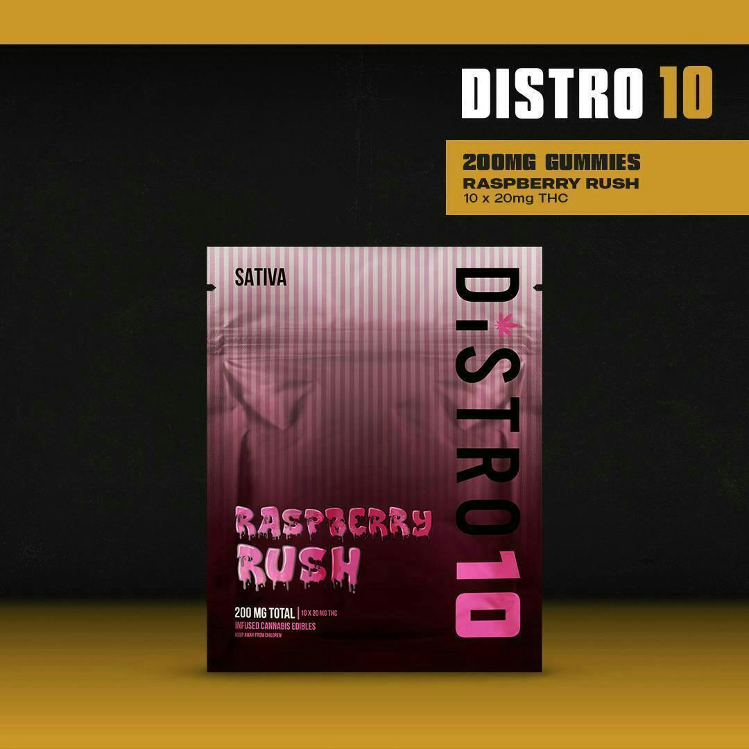 Raspberry Rush Gummies | 200mg | 10ct | 20mg/ea by Distro 10