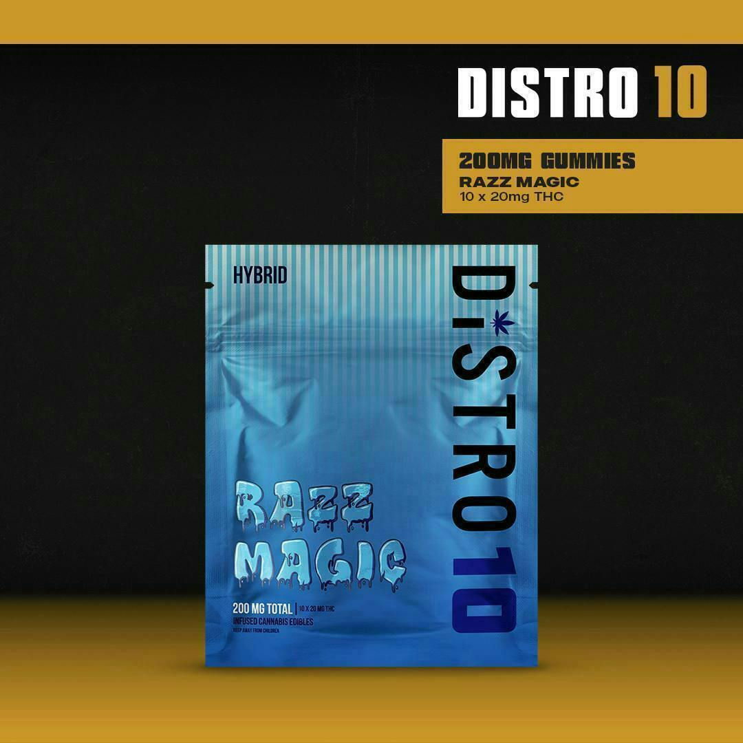Razz Magic Gummies | 200mg | 10ct | 20mg/ea by Distro 10