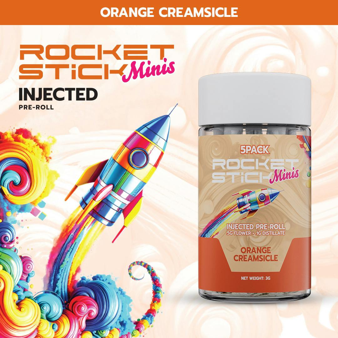 Rocket Minis - Orange Creamsicle - Injected Pre-Roll Pack (5x0.6g) - Rocket