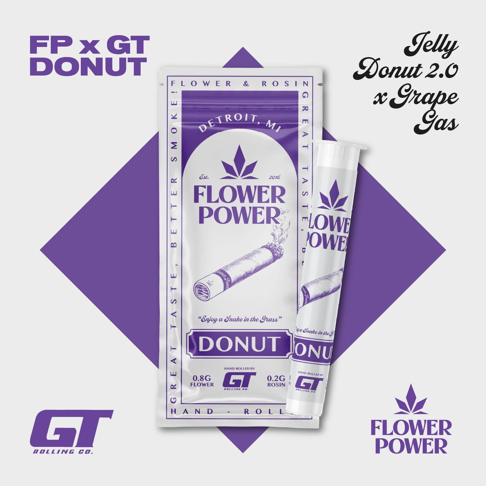 Jelly Donut 2.0 X Grape Gas 1G Hand-Roll Donut