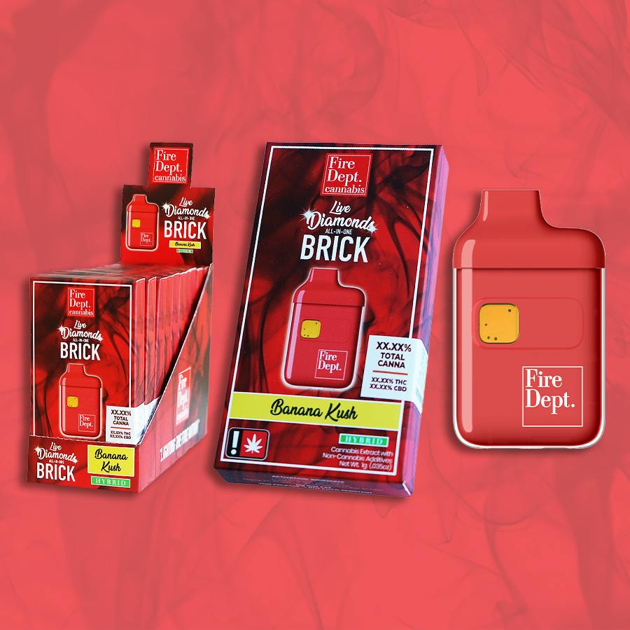 FDC - Banana Kush - 1g Live Diamonds Brick - AIO Disposable Vape Cartridge