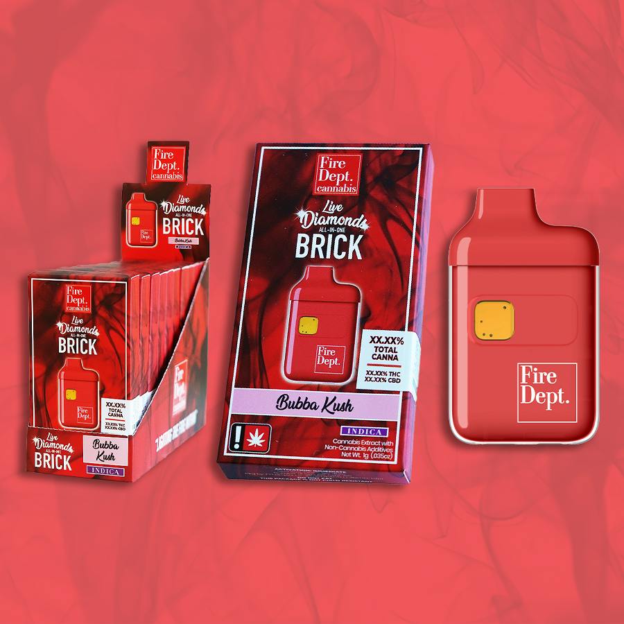 FDC - Bubba Kush - 1g Live Diamonds Brick - AIO Vape Cartridge
