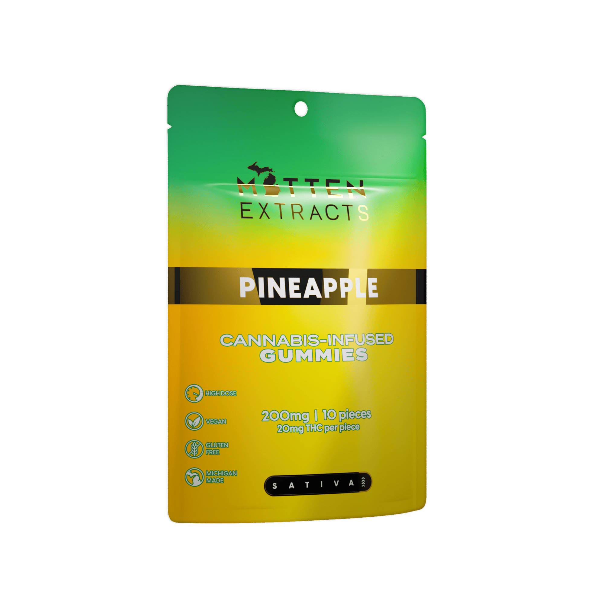 Pineapple Gummies | 200mg | 10ct | 20mg/each by Mitten Extracts