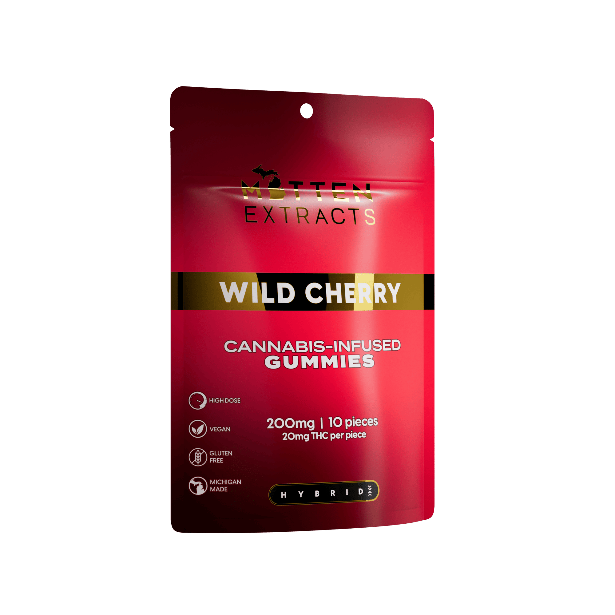 Wild Cherry Gummies | 200mg | 10ct | 20mg/each by Mitten Extracts