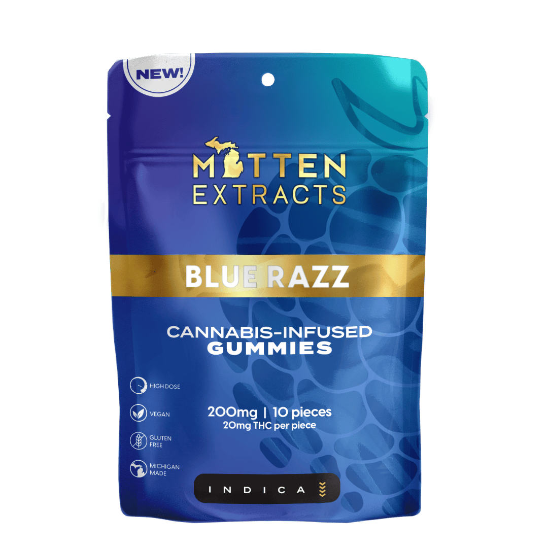 Mitten Extracts | Blue Razz | Gummies | 200mg | 10pk