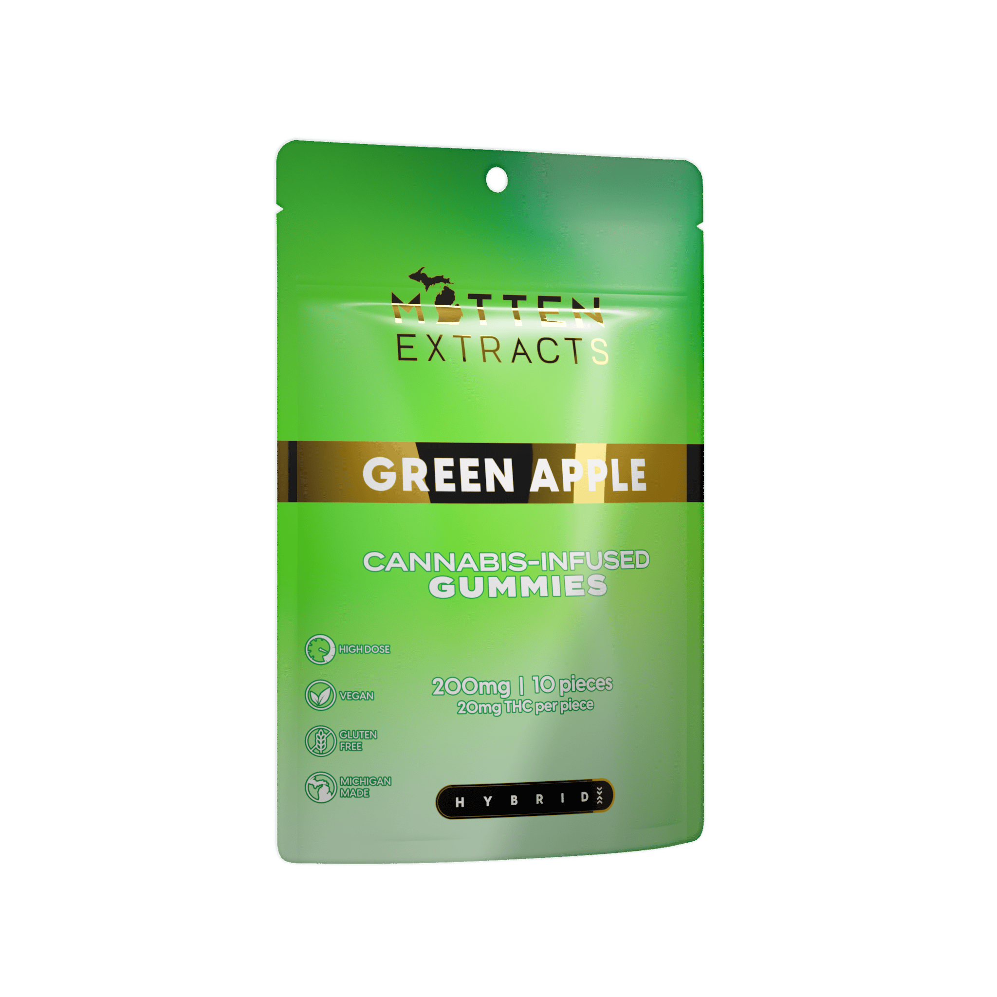Green Apple Gummies | 200mg | 10ct | 20mg/each by Mitten Extracts